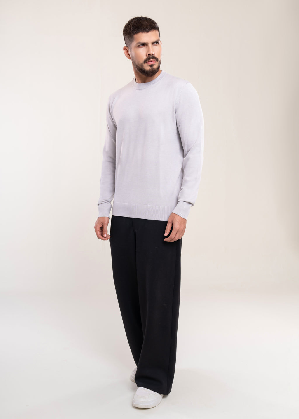 Mens Crew Neck Sweater Grey - Lucca Mens Knitwear Collection