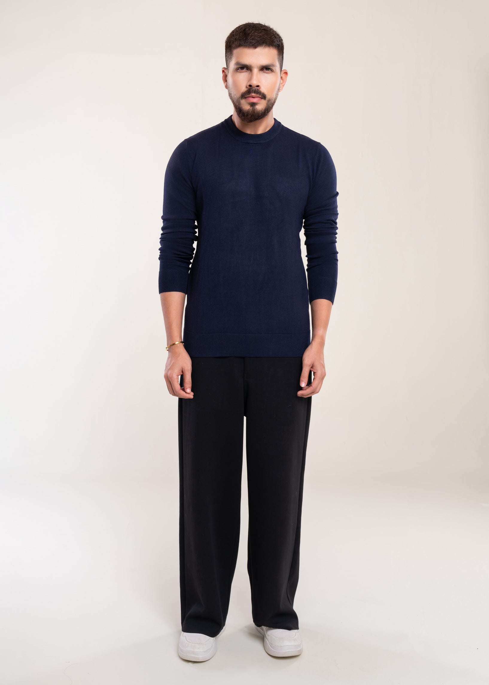 Mens Crew Neck Sweater Navy - Lucca Mens Knitwear Collection UK