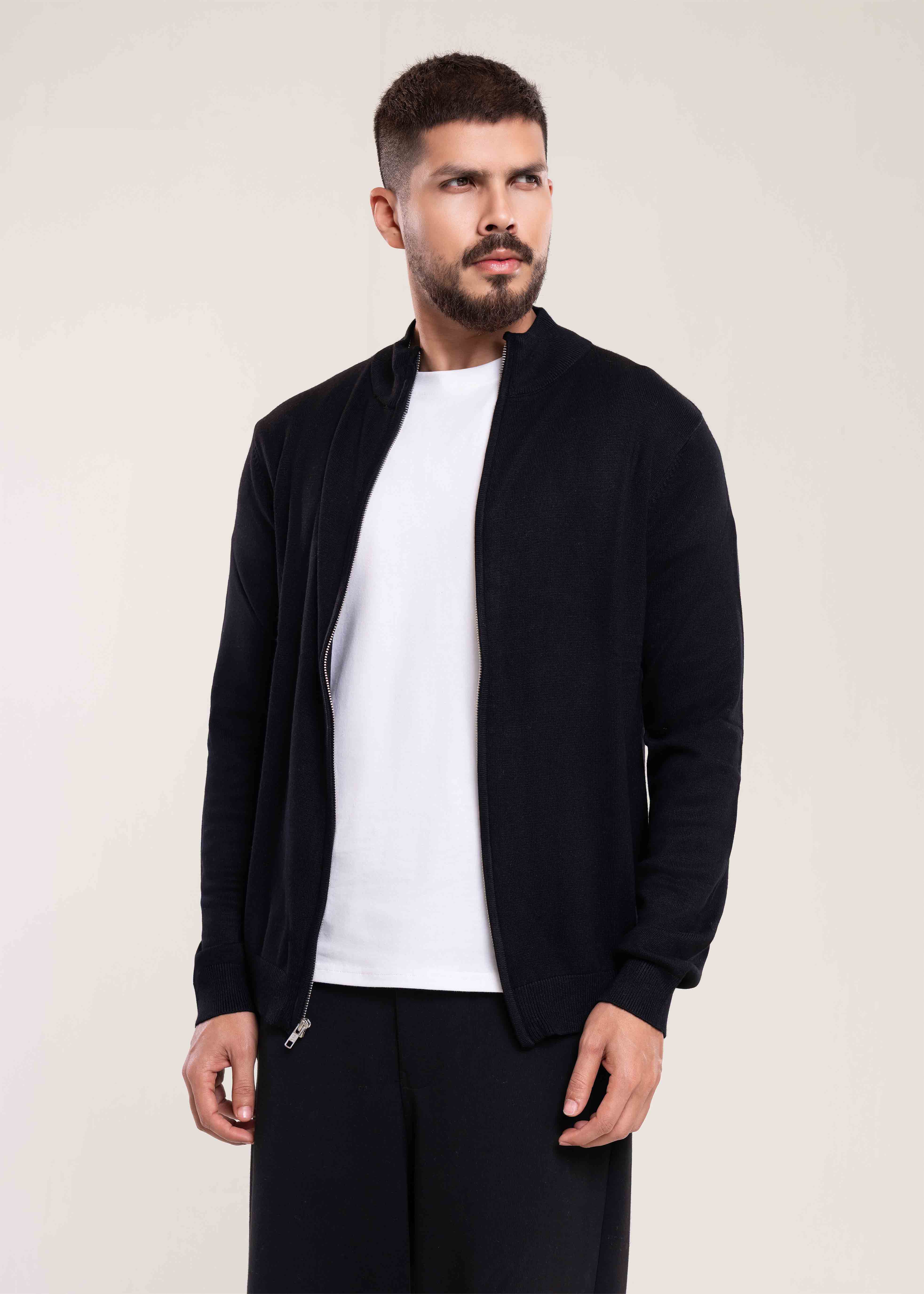 Men's Black Full Zip Jumper Secondary image