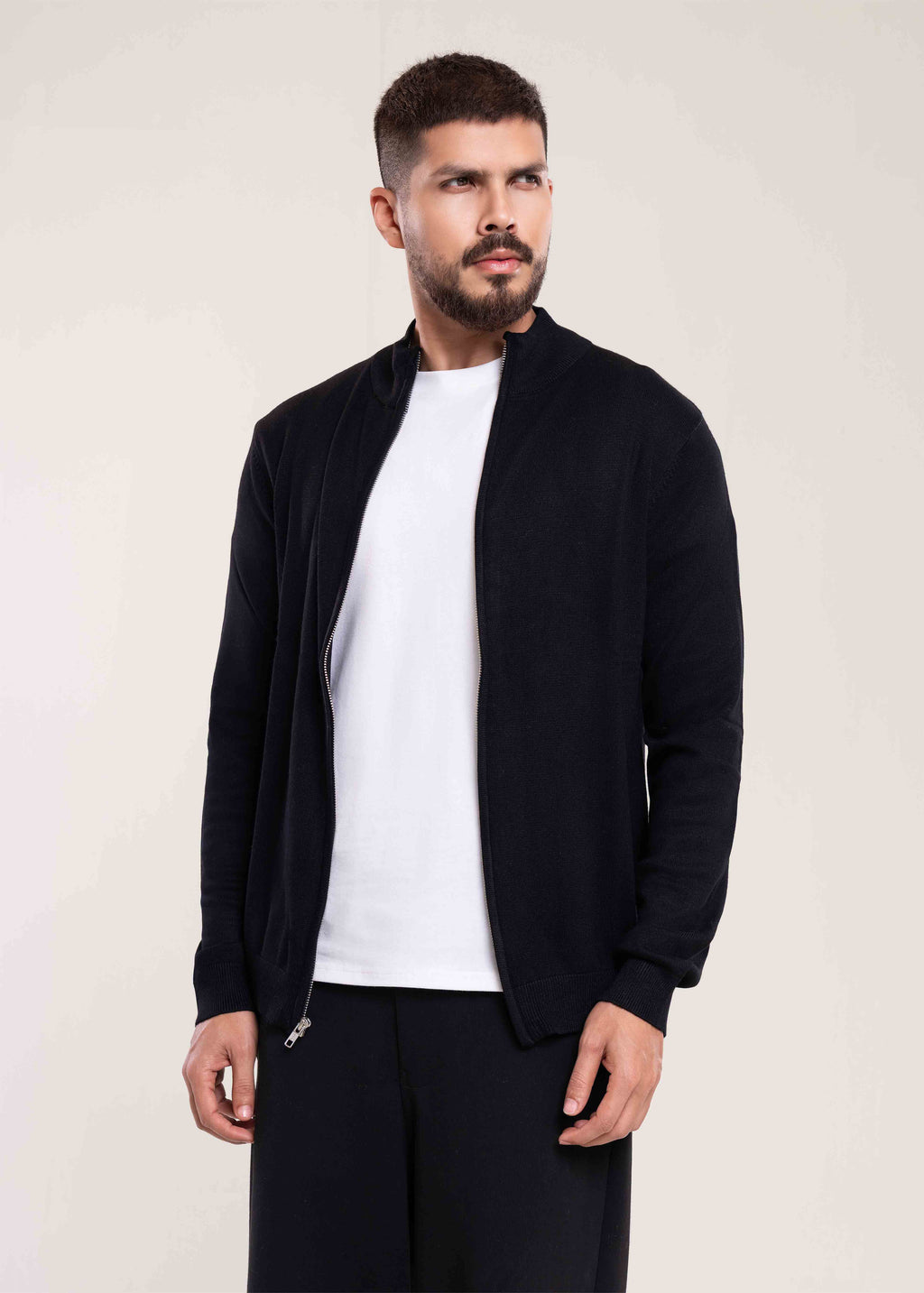 Mens Full Zip Jumper Black - Lucca Full Zip Jumper Collection UK