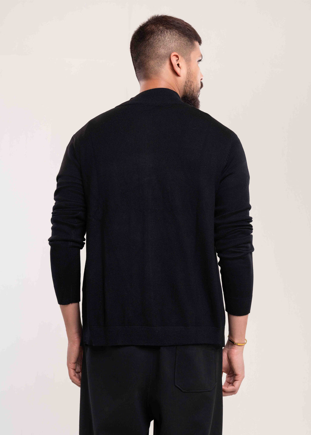 Mens Full Zip Jumper Black Back - Lucca Menswear Full Zip Jumper Collection UK