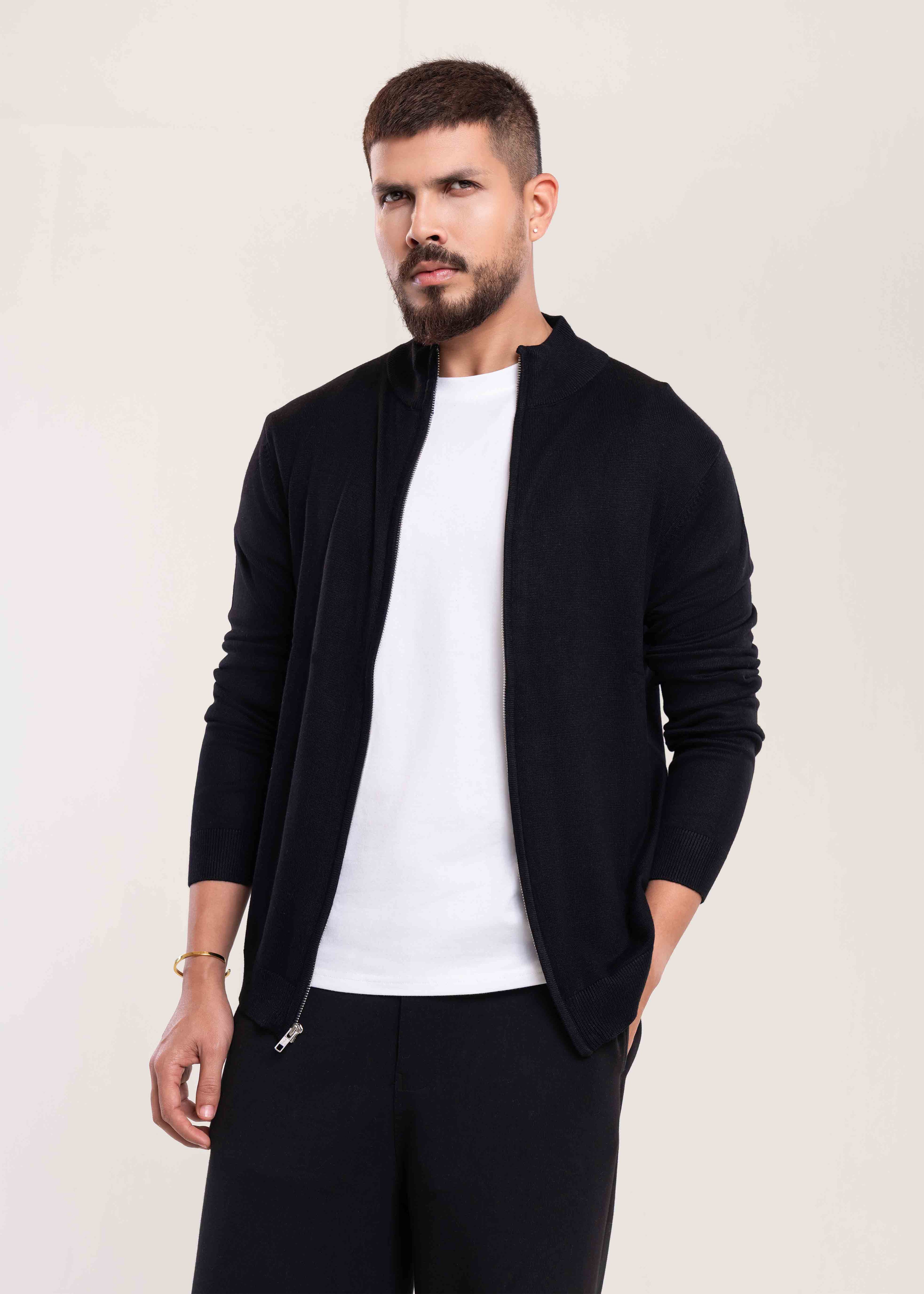 Mens Full Zip Jumper Black - Lucca Menswear Full Zip Jumper Collection UK