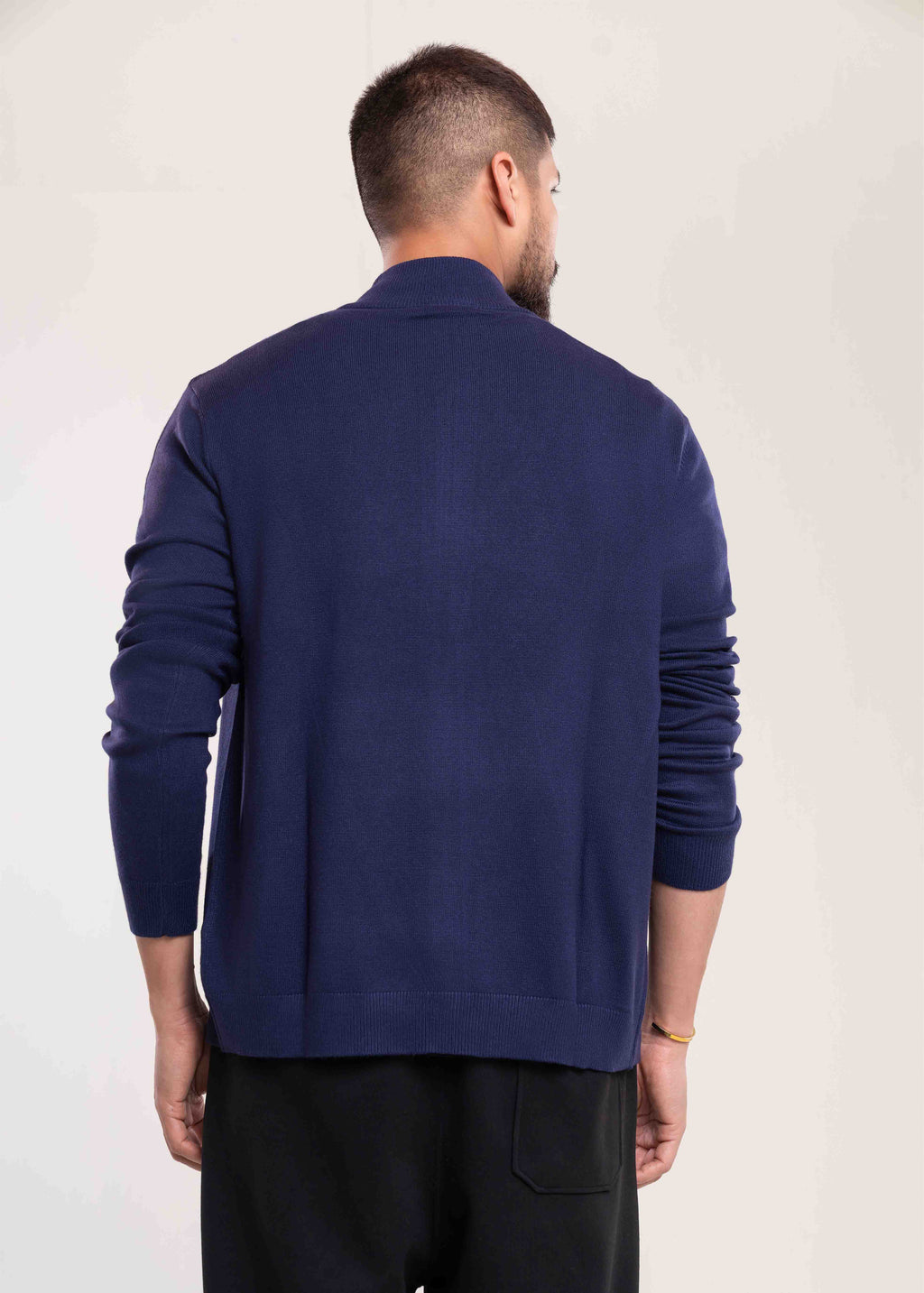 Mens Full Zip Jumper Navy Back - Lucca Menswear Full Zip Jumper Collection UK