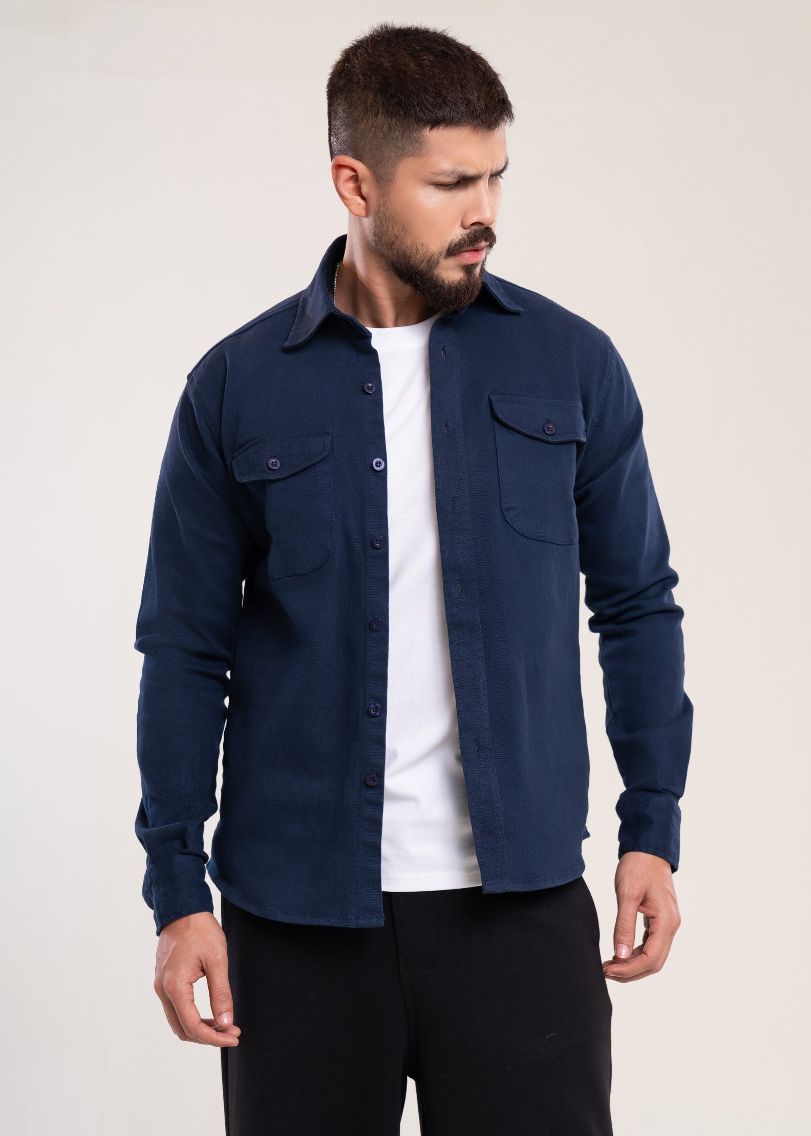 Mens Overshirt Blue - Casual Shirt - Lucca Mens Shackets UK Main image