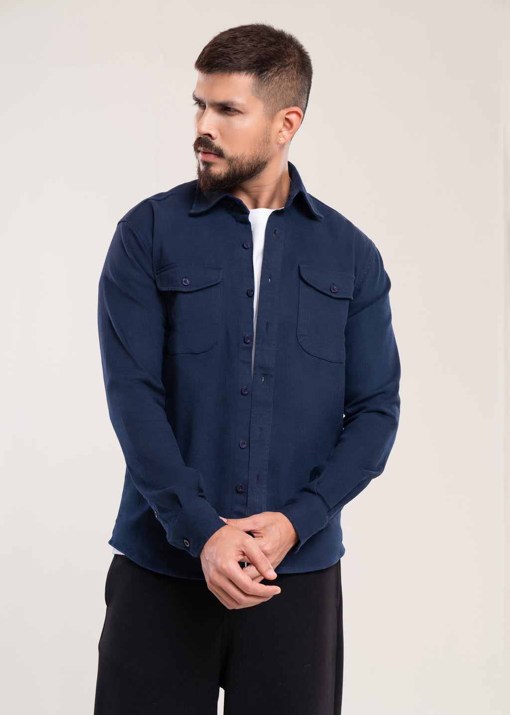 Mens Overshirt Blue - Casual Shirt - Lucca Menswear UK