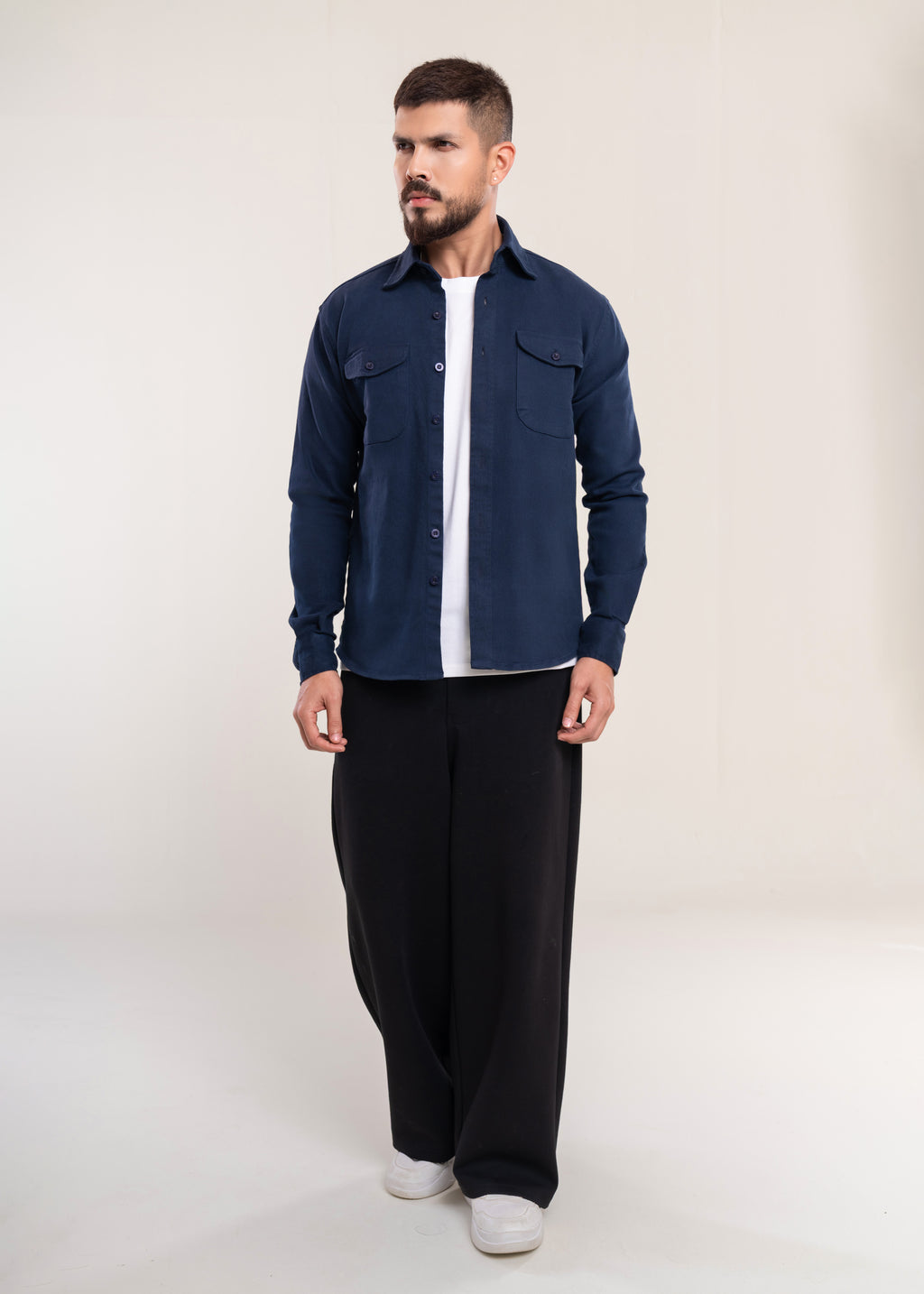 Mens Overshirt Blue Shacket - Casual Shirt - Lucca Mens Clothing UK