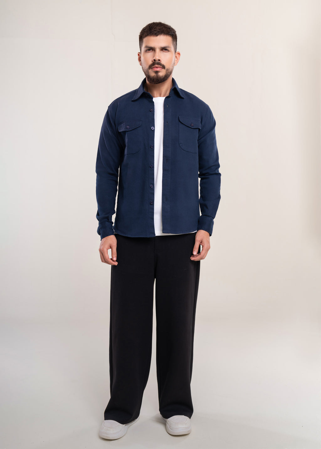 Mens Overshirt Blue Shacket - Casual Shirt - Lucca Menswear UK