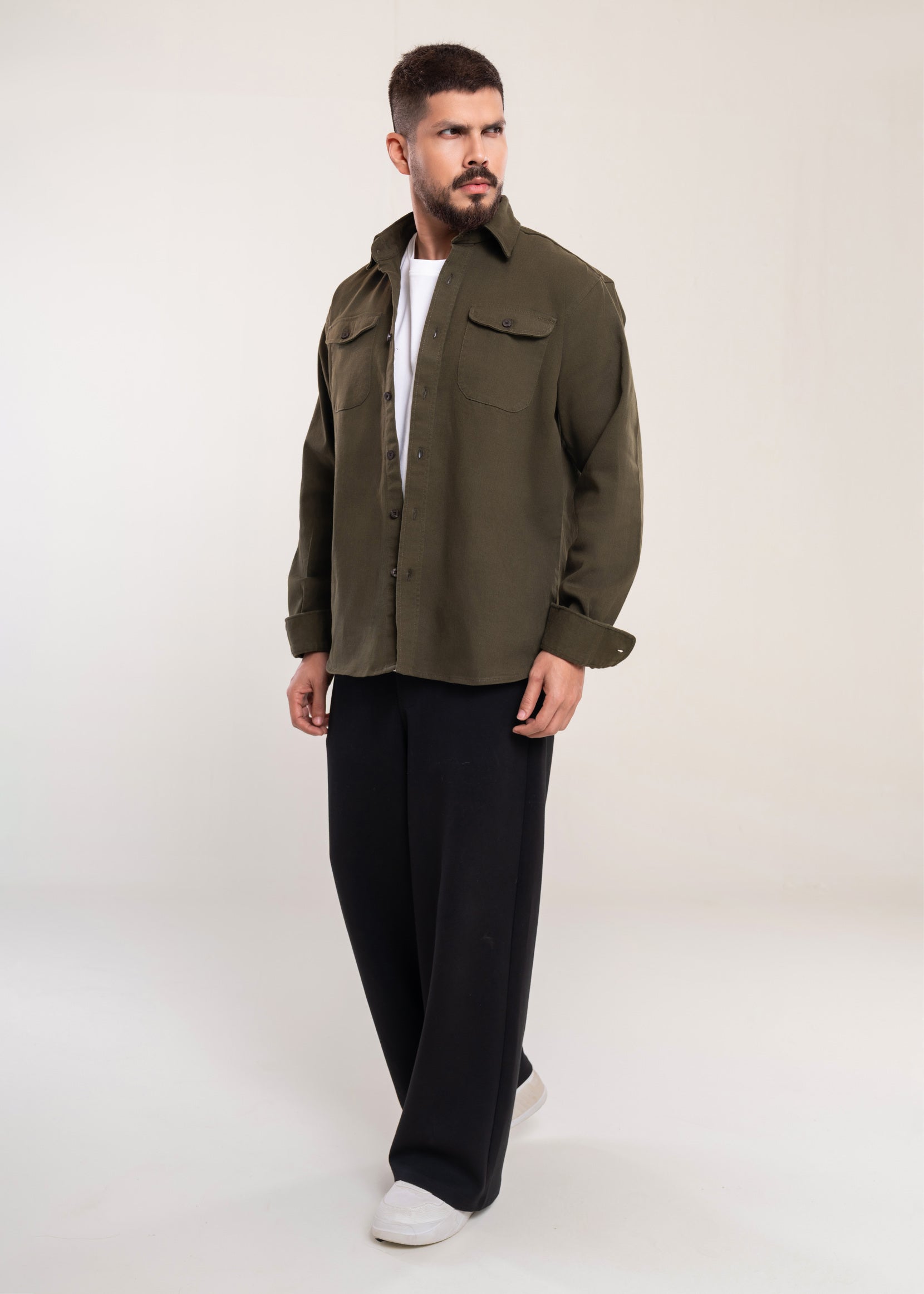 Mens Overshirt Khaki - Casual Shirt - Lucca Mens Shackets UK