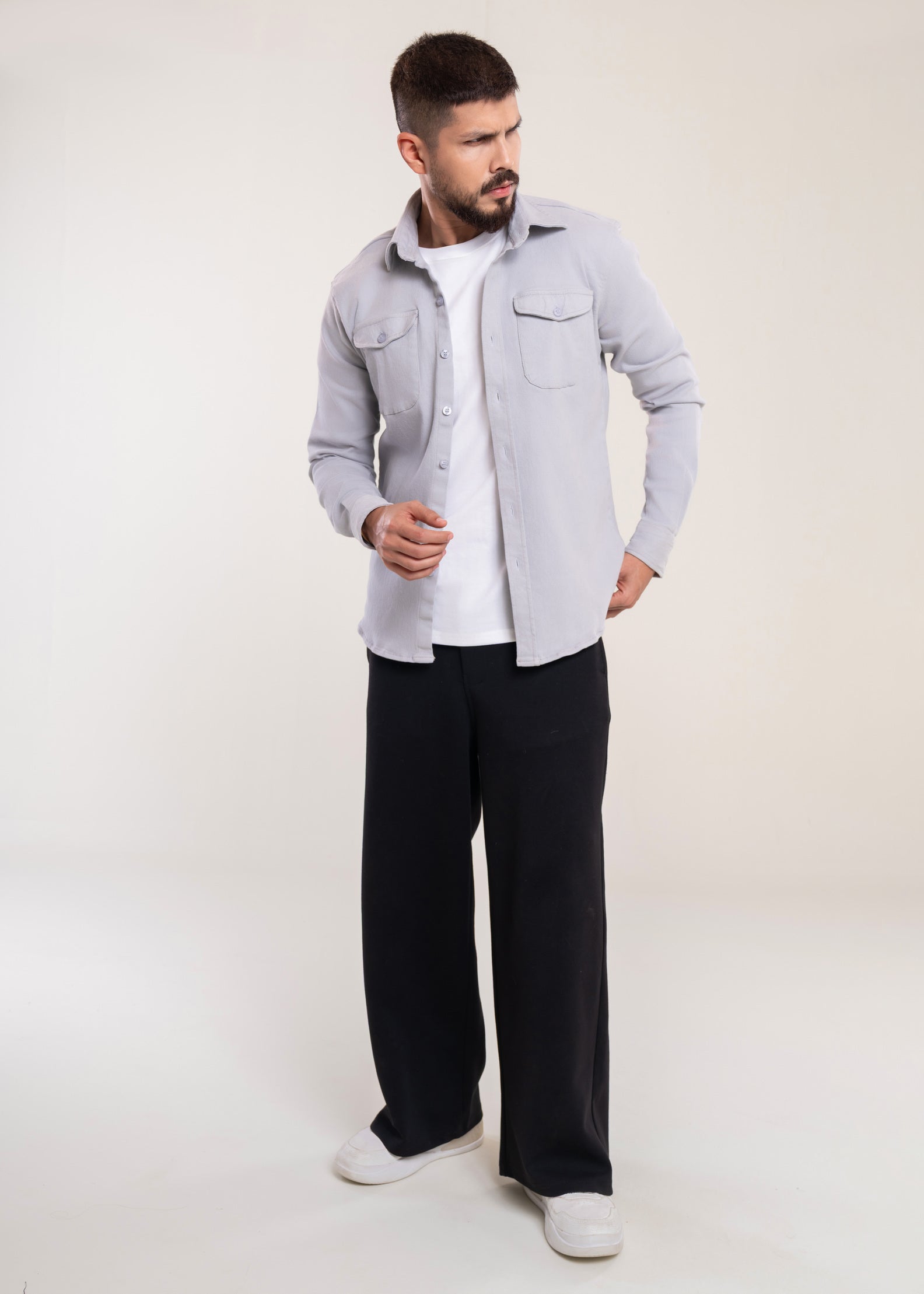 Mens Overshirts Grey - Casual Shirt - Lucca Mens Shacket UK