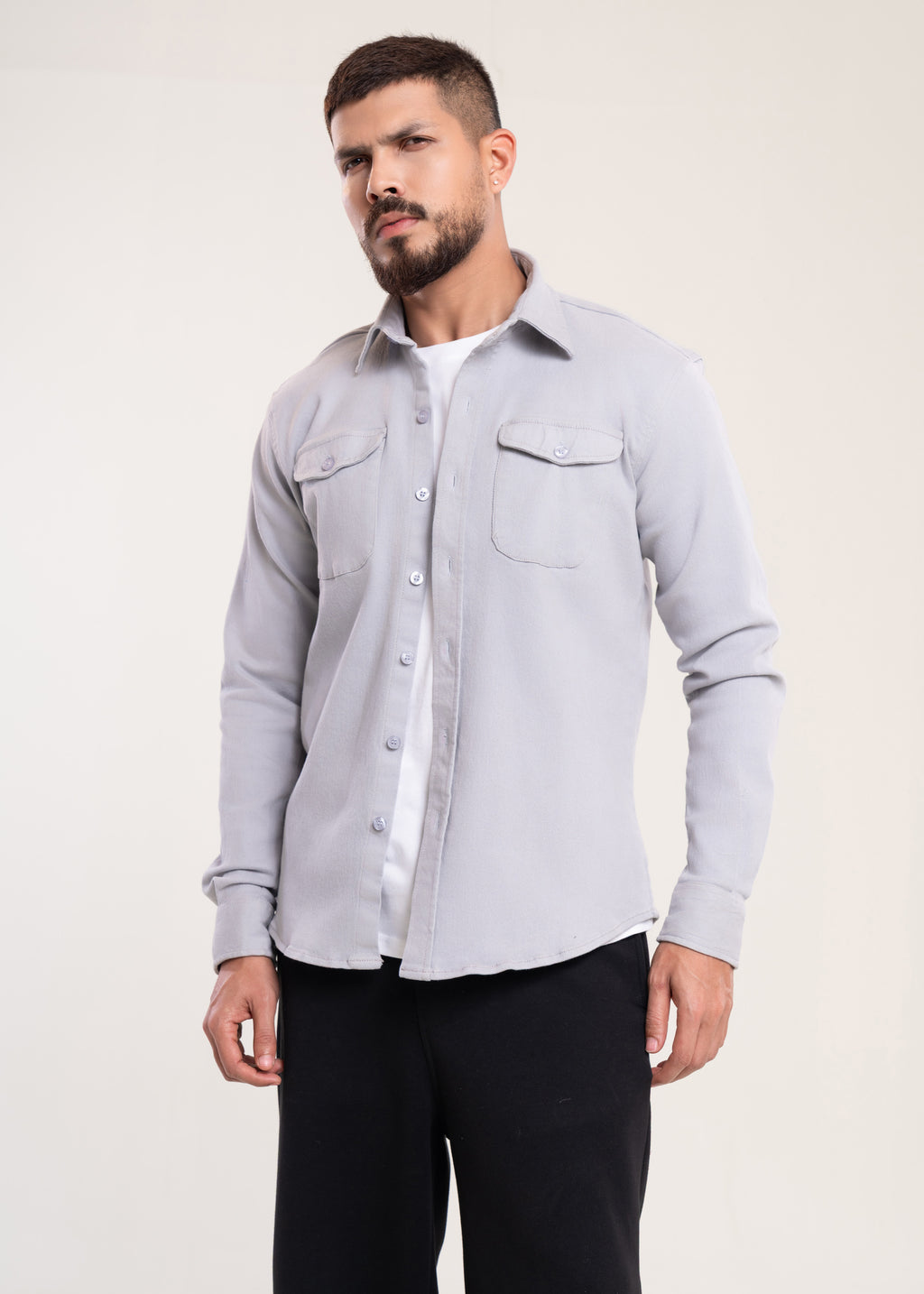Mens Overshirts Grey Shacket - Casual Shirt - Lucca Menswear UK