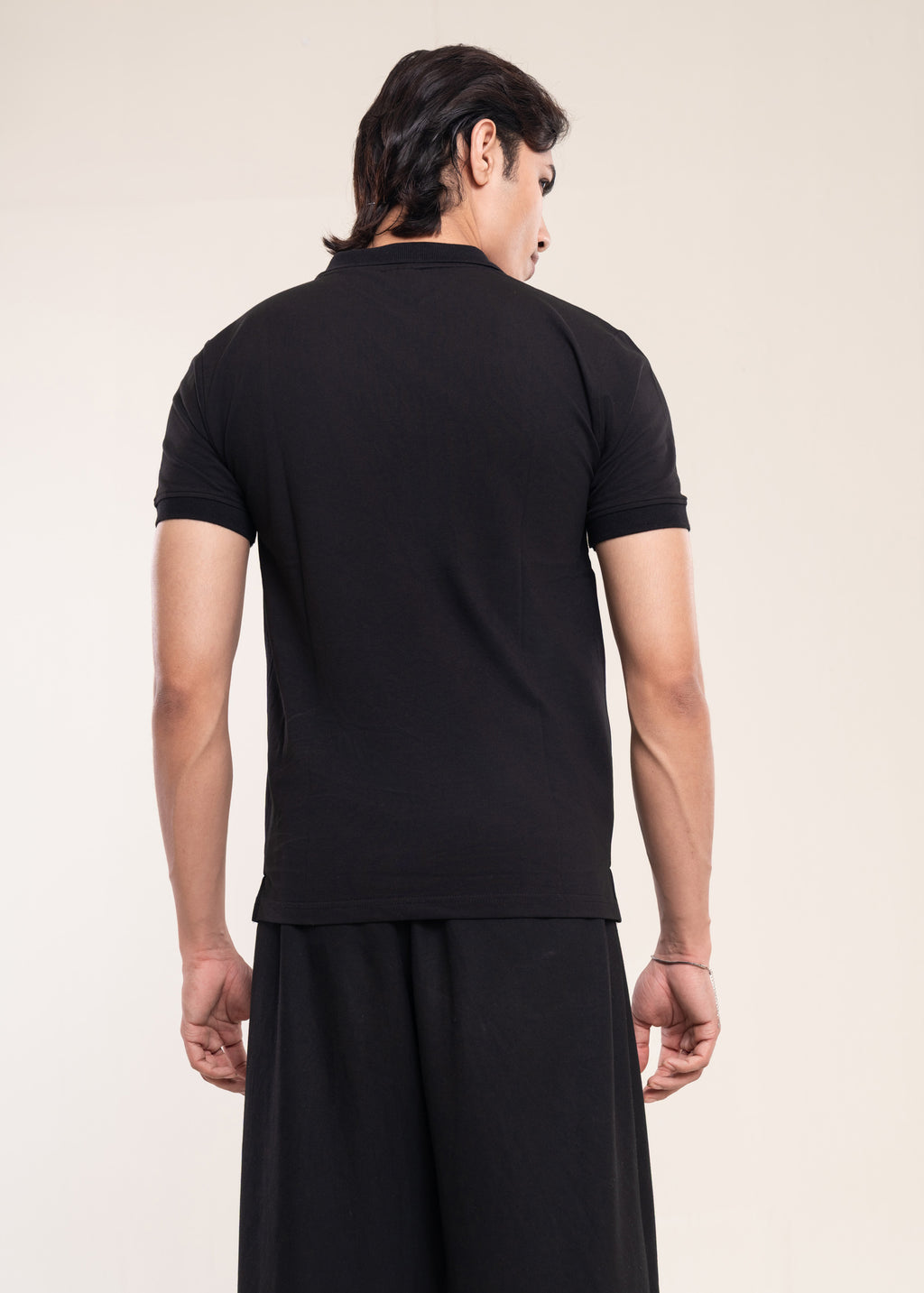 Mens Polo Shirt Black Back - Luxury Fitted Polo T Shirt - Lucca Menswear Collection UK