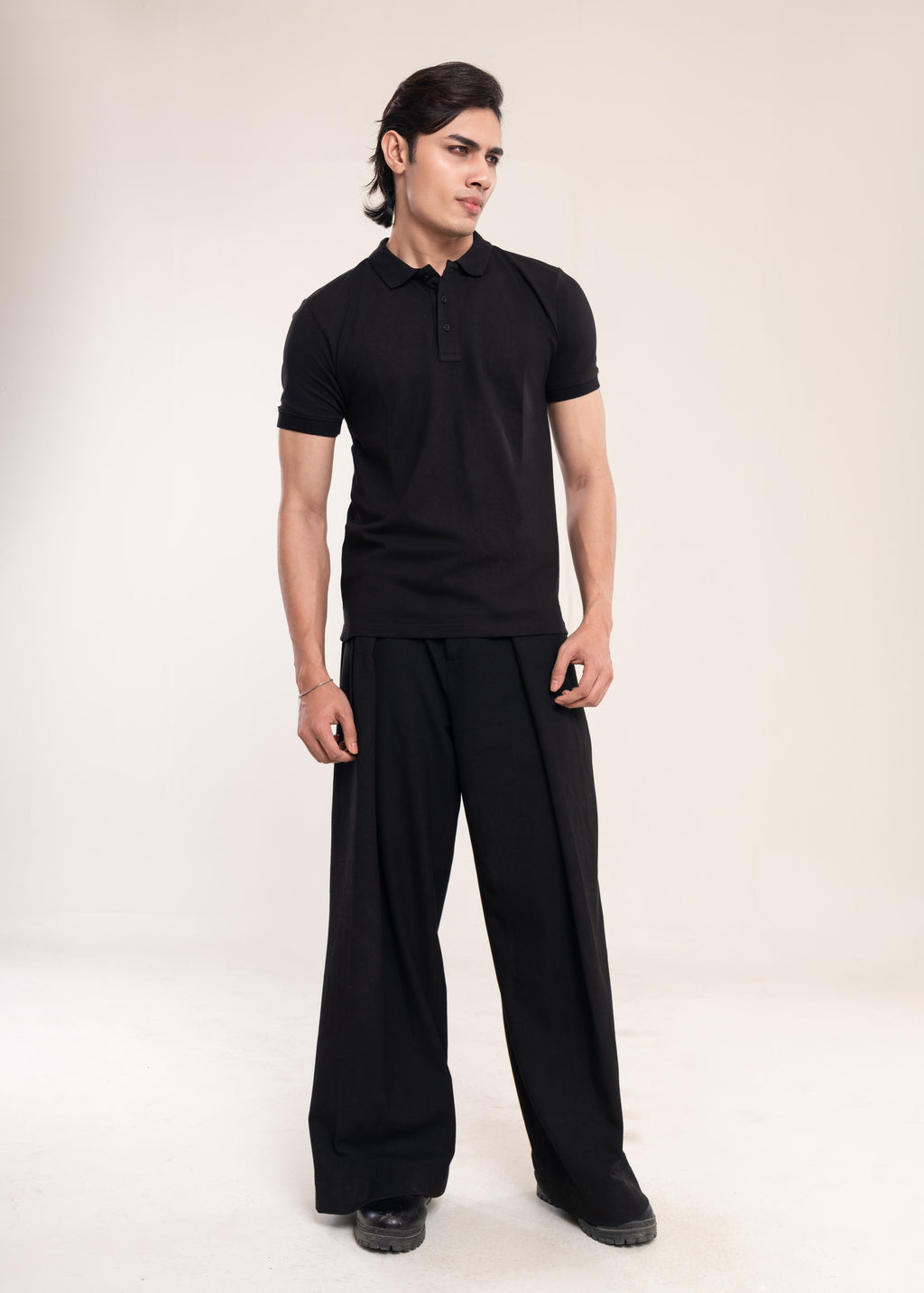Mens Polo Shirt Black - Luxury Fitted Polo T Shirt - Lucca Menswear Collection UK