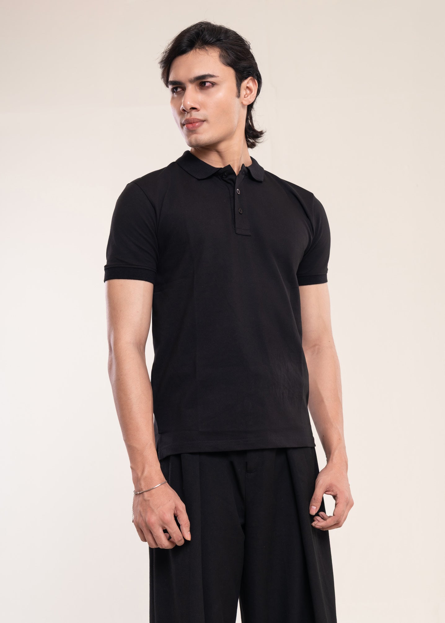 Mens Polo Shirt Black - Luxury Fitted Polo T Shirt - Lucca Mens Polo Collection UK