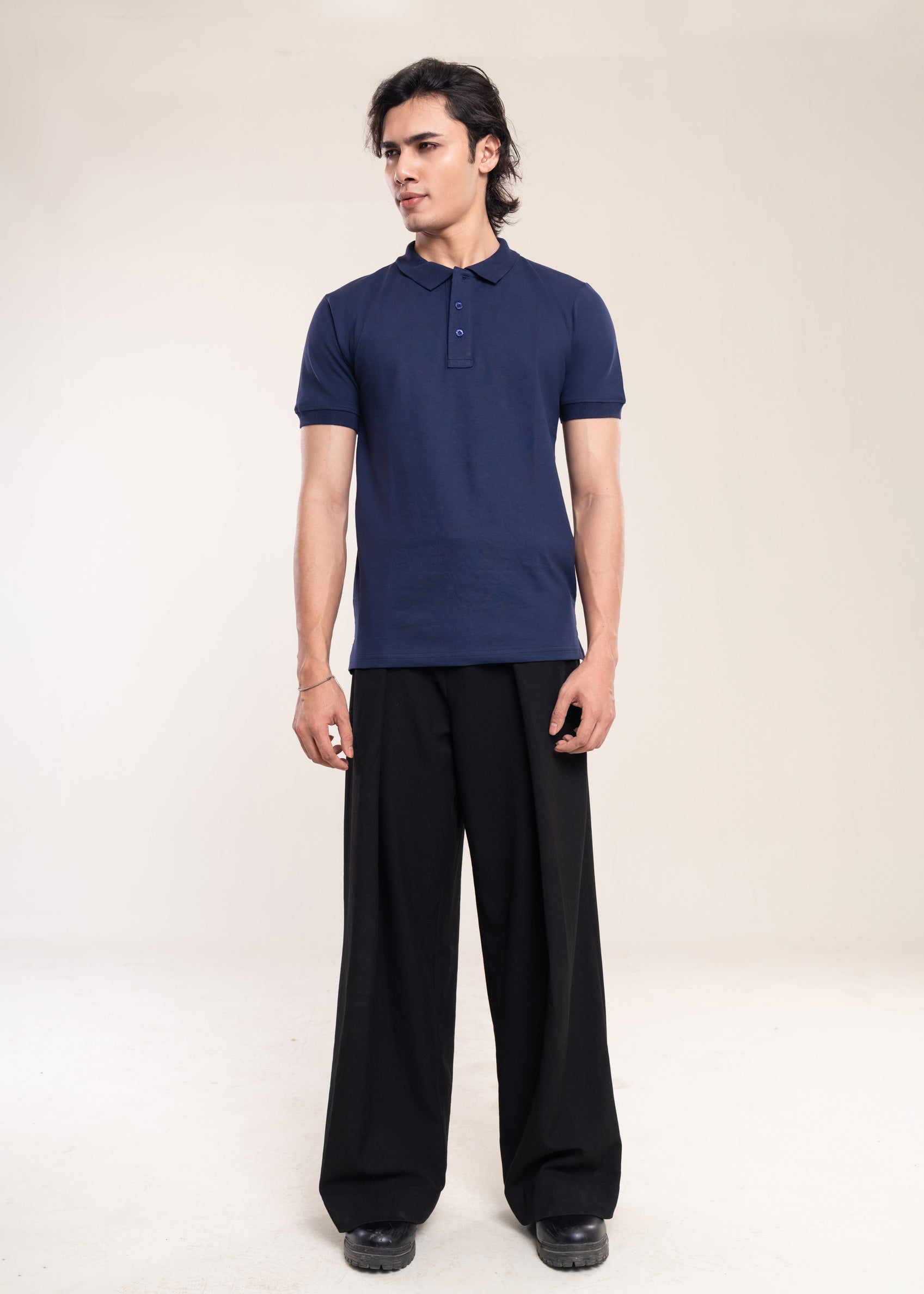 Mens Polo Shirt Navy - Luxury Fitted Polo T Shirt - Lucca Menswear Collection UK