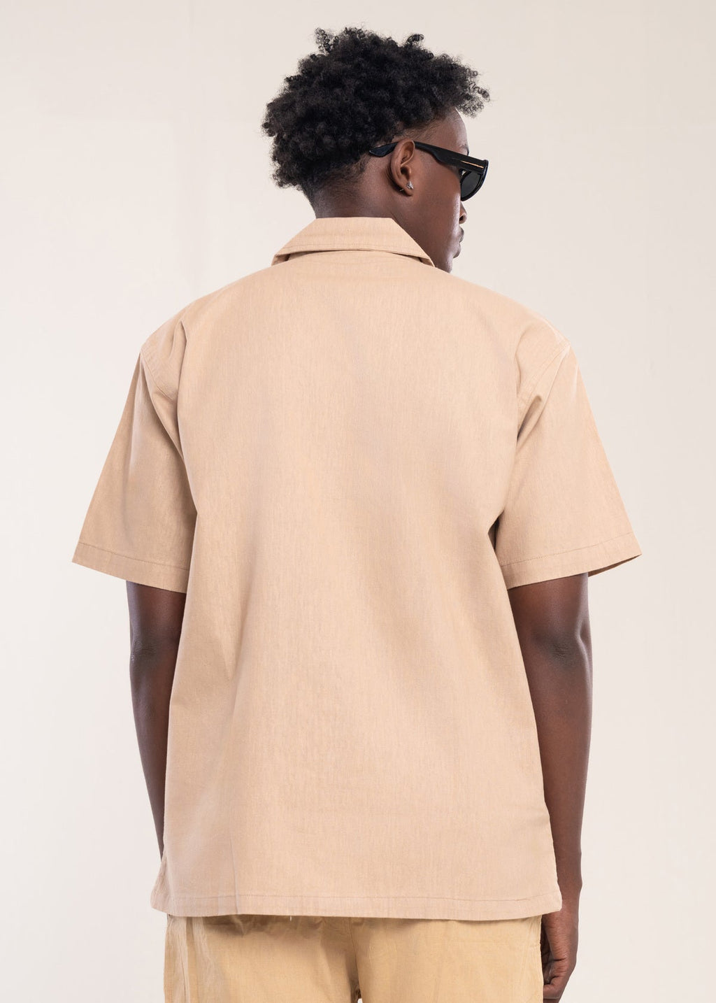 Mens Polo Shirts Beige - Linen Shirt - Lucca Menswear Shirt Collection UK