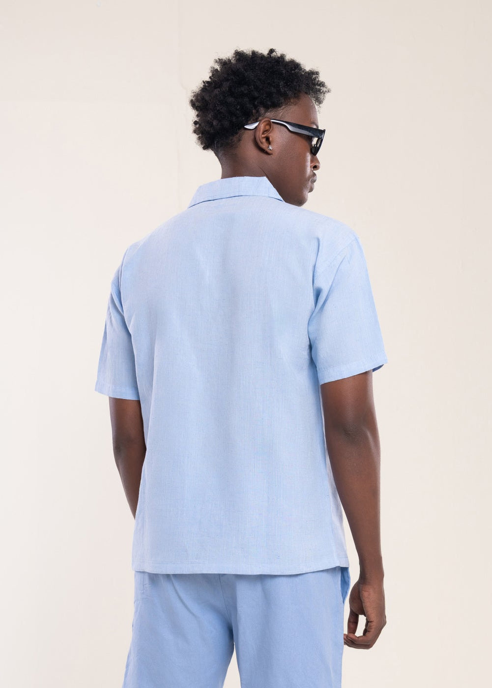 Mens Polo Shirts Sky Blue - Linen Shirt - Lucca Menswear Shirt Collection UK