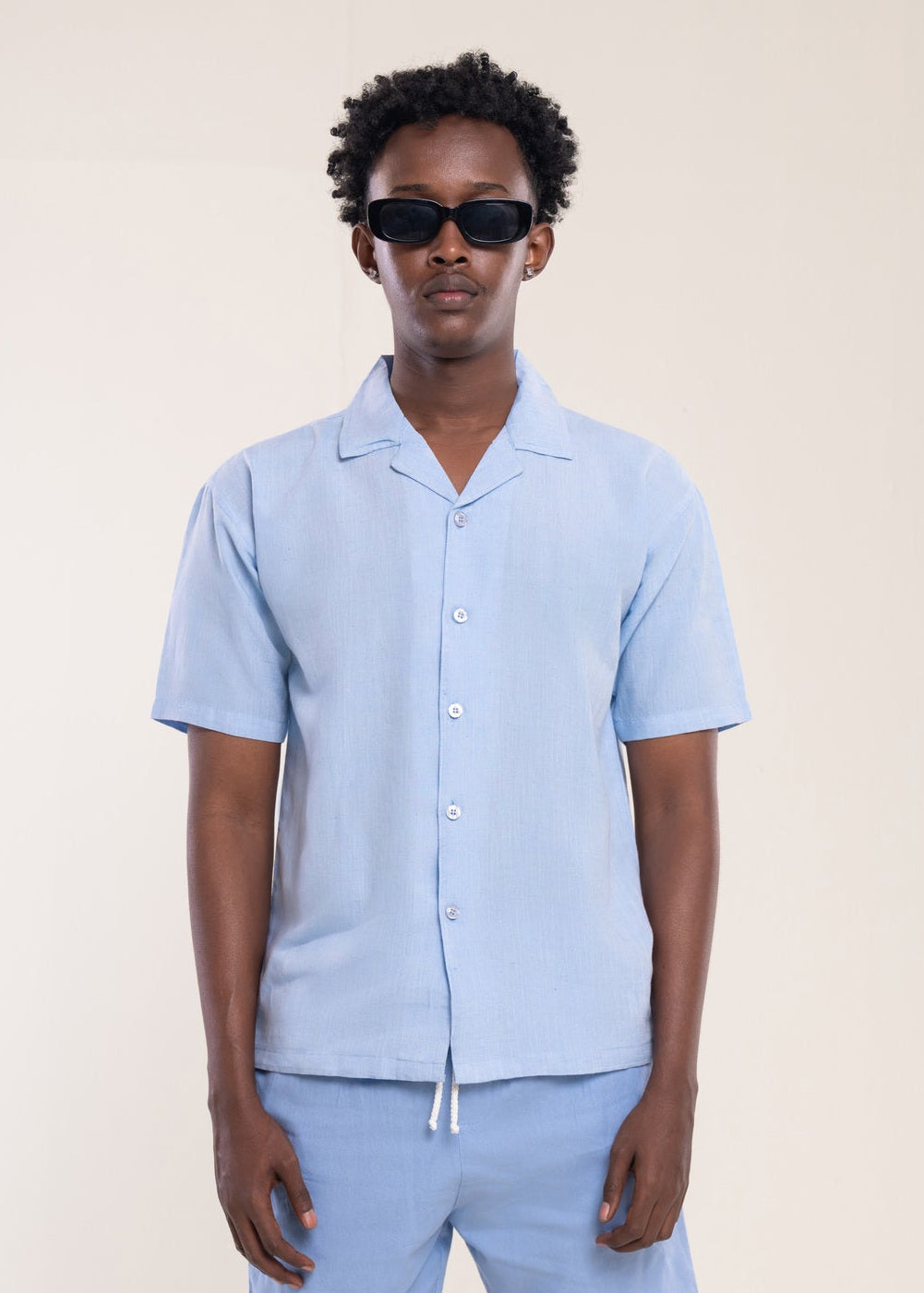 Mens Polo Shirts Sky Blue - Linen Shirt - Lucca Menswear Shirt Collection UK