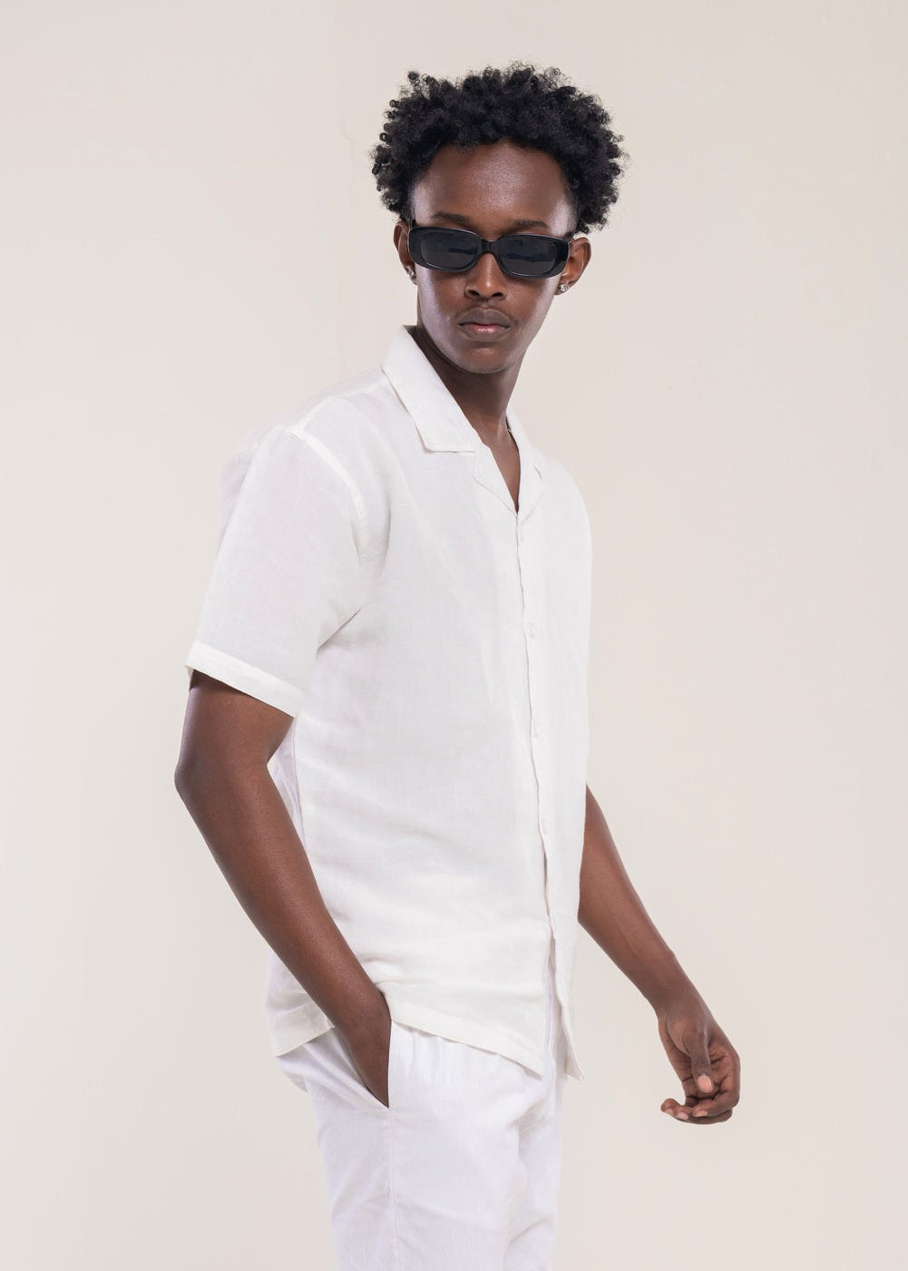 Men's Linen Shirt In White Secondary image