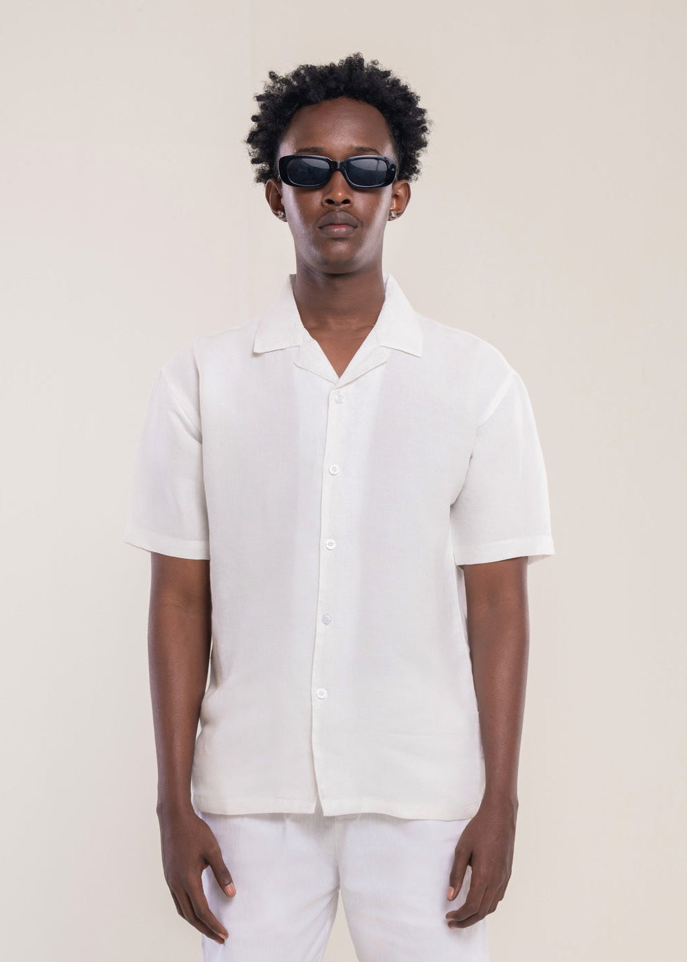 Mens Polo Shirts White - Linen Shirt - Lucca Menswear Shirt Collection UK