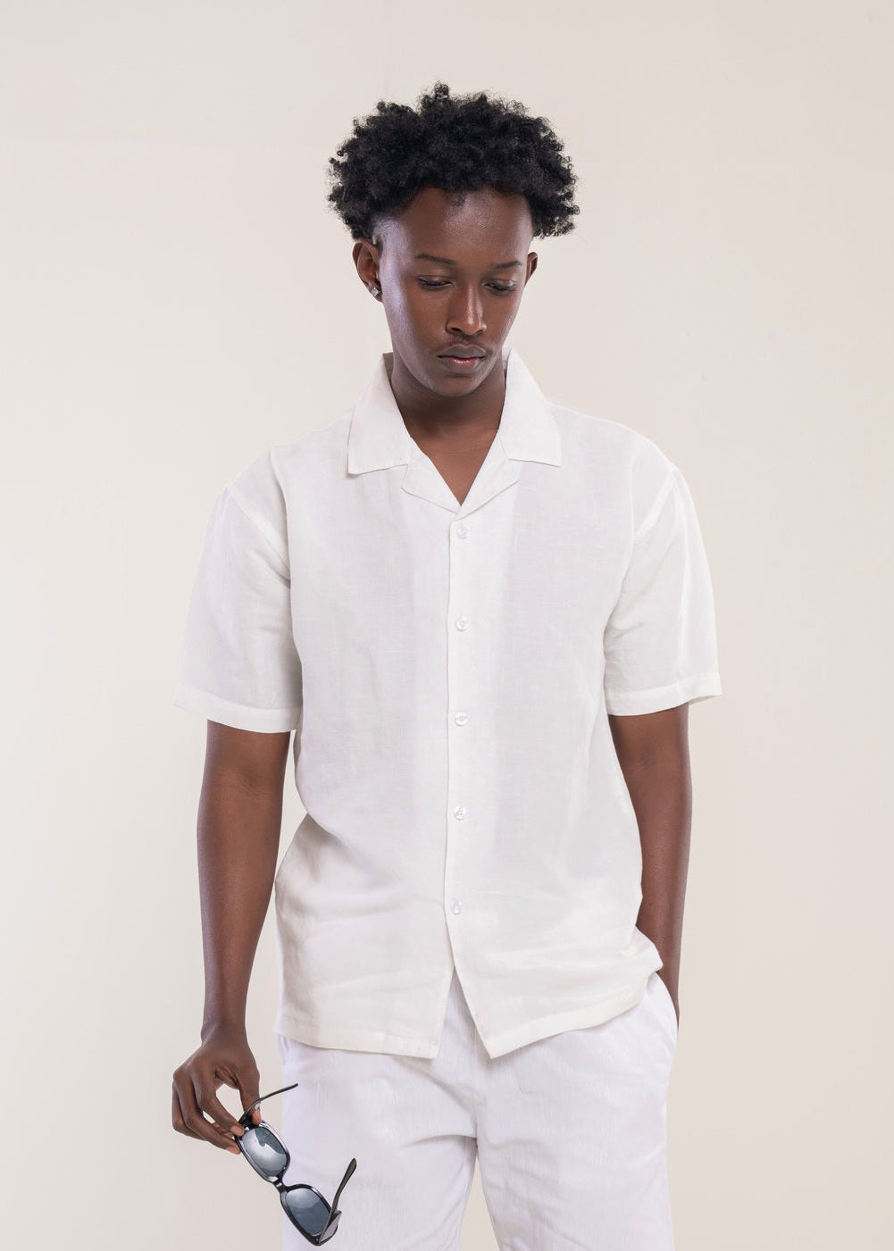 Mens Polo Shirts White - Linen Shirt - Lucca Menswear Shirt Collection UK