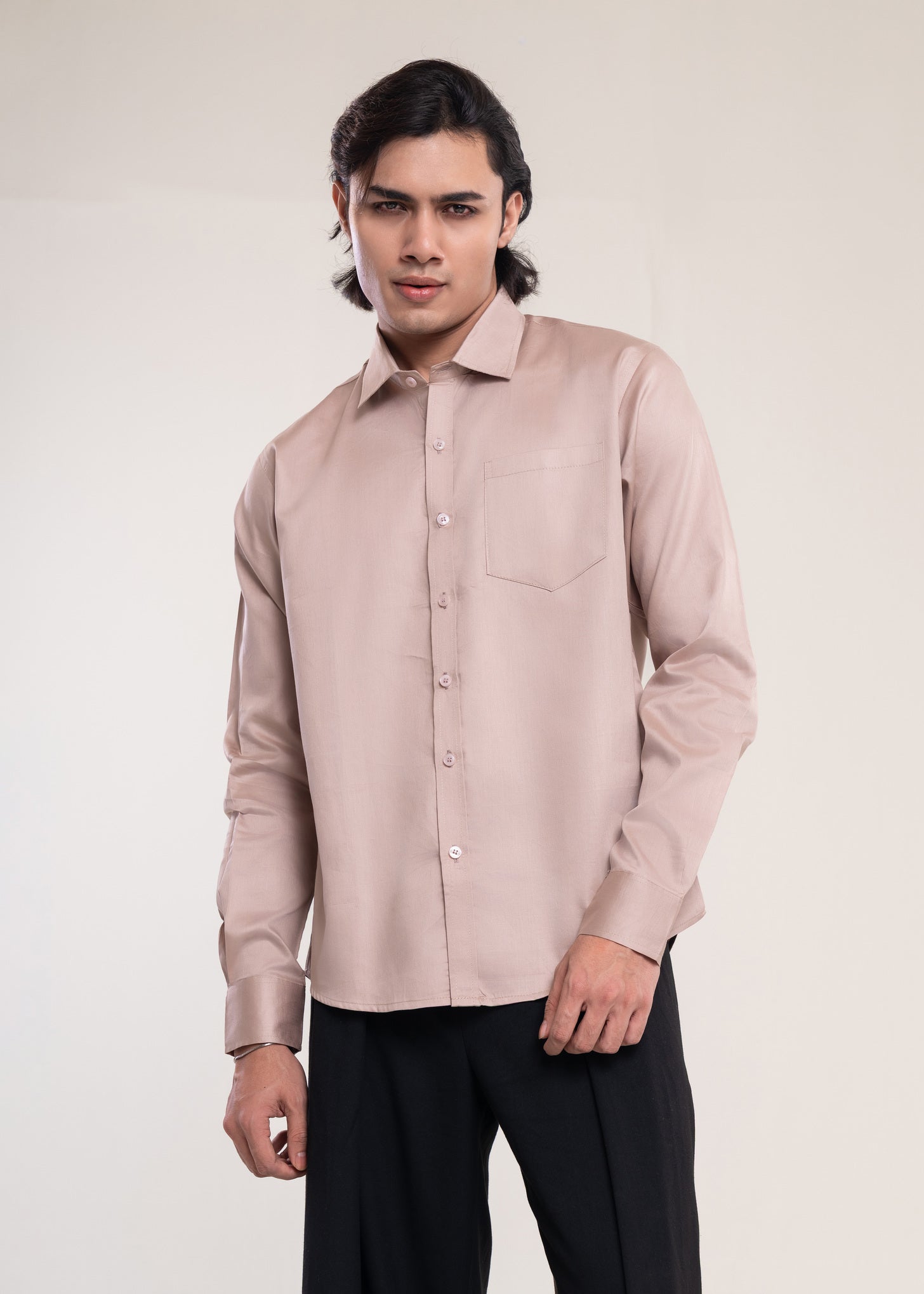 Mens Shirts Beige - Casual Shirt - Lucca Menswear Shirt Collection UK