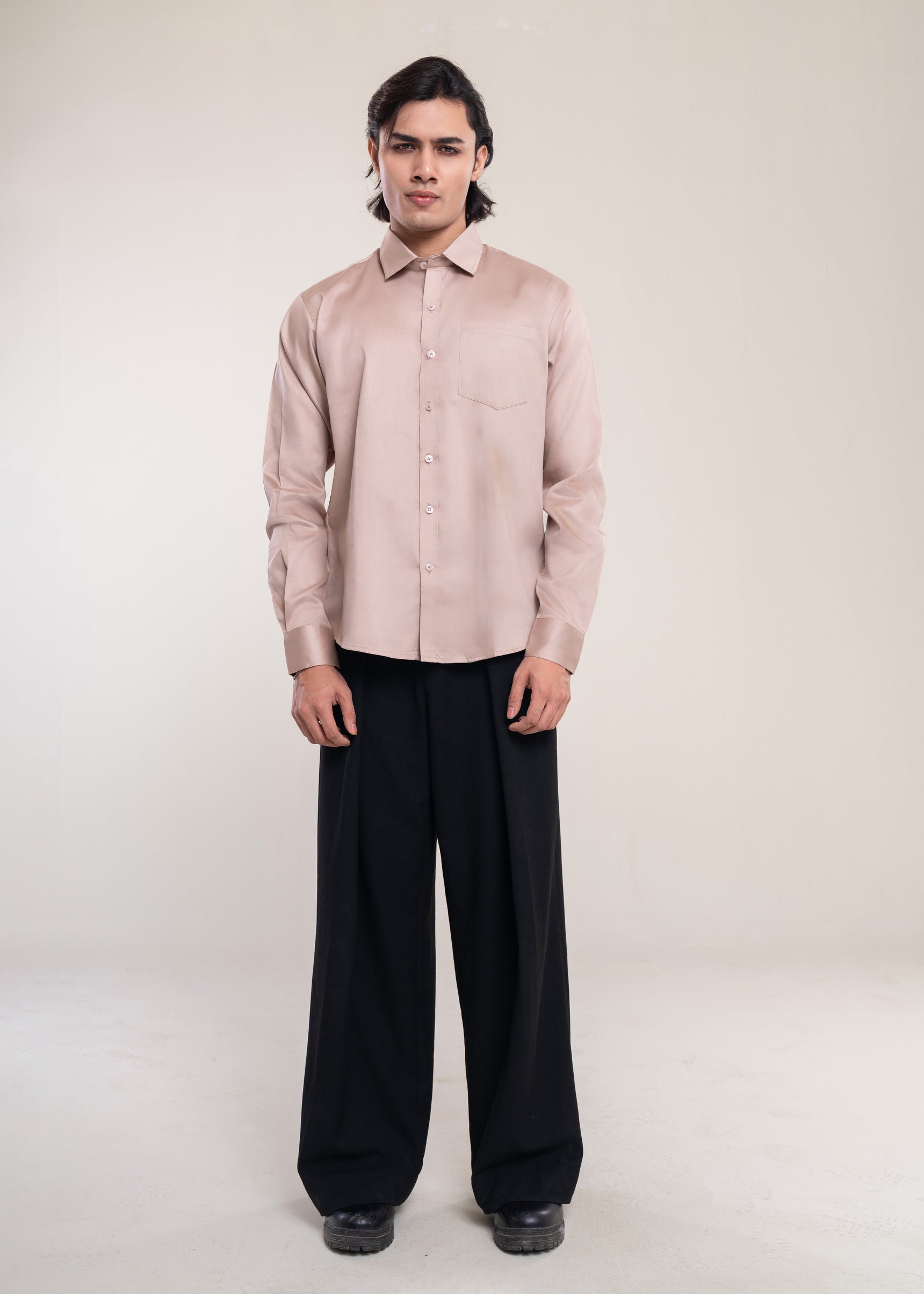 Mens Shirts Beige - Casual Shirt - Lucca Menswear Shirt Collection UK