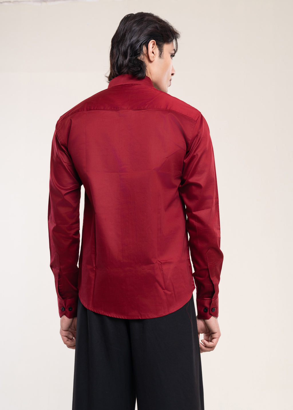 Mens Shirts Burgundy Back - Casual Shirt - Lucca Menswear Shirt Collection UK