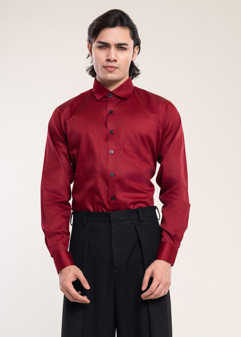 Mens Shirts Burgundy - Casual Shirt - Lucca Menswear Shirt Collection UK