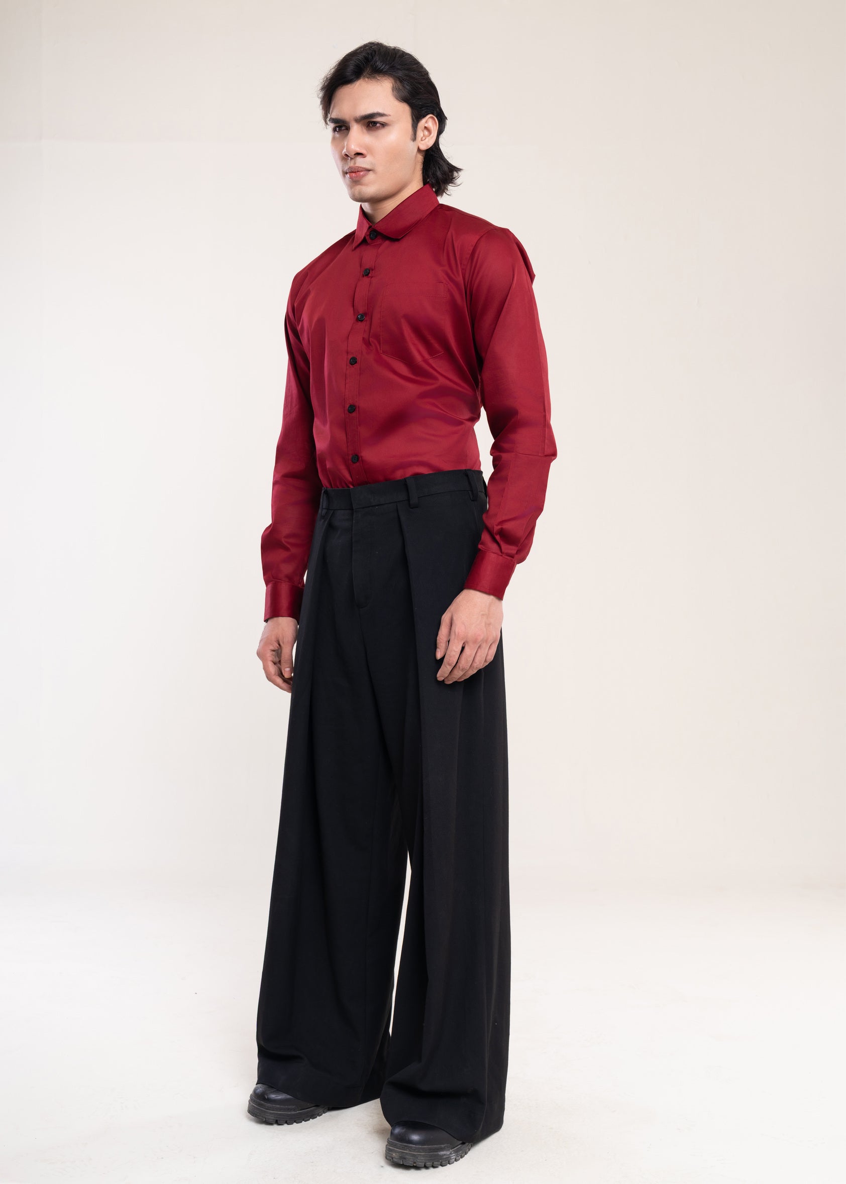 Mens Shirts Burgundy - Casual Shirt - Lucca Menswear Shirt Collection