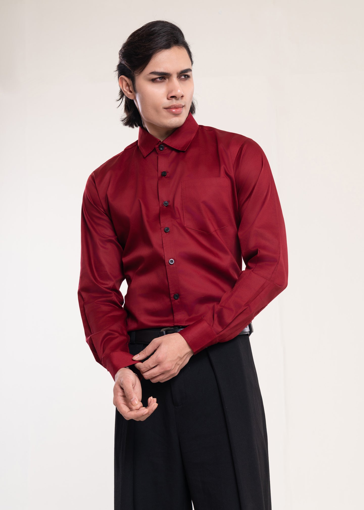 Mens Shirts Burgundy - Casual Shirt - Lucca Menswear Shirt Collection UK