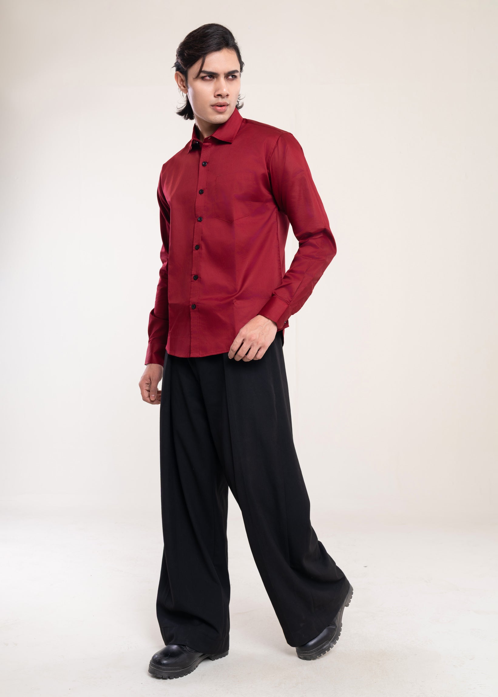 Mens Shirts Burgundy - Casual Shirt - Lucca Menswear Shirt Collection UK