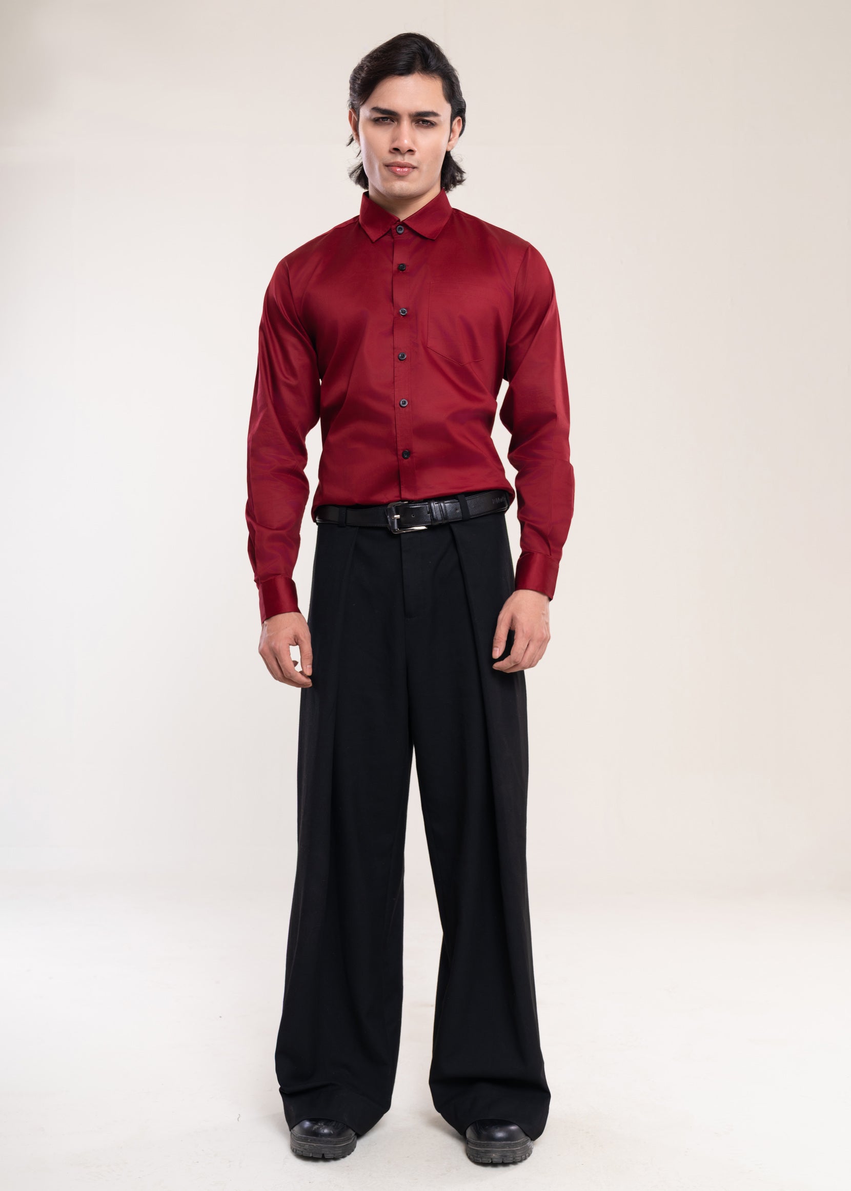 Mens Shirts Burgundy - Casual Shirt - Lucca Menswear Shirt Collection UK