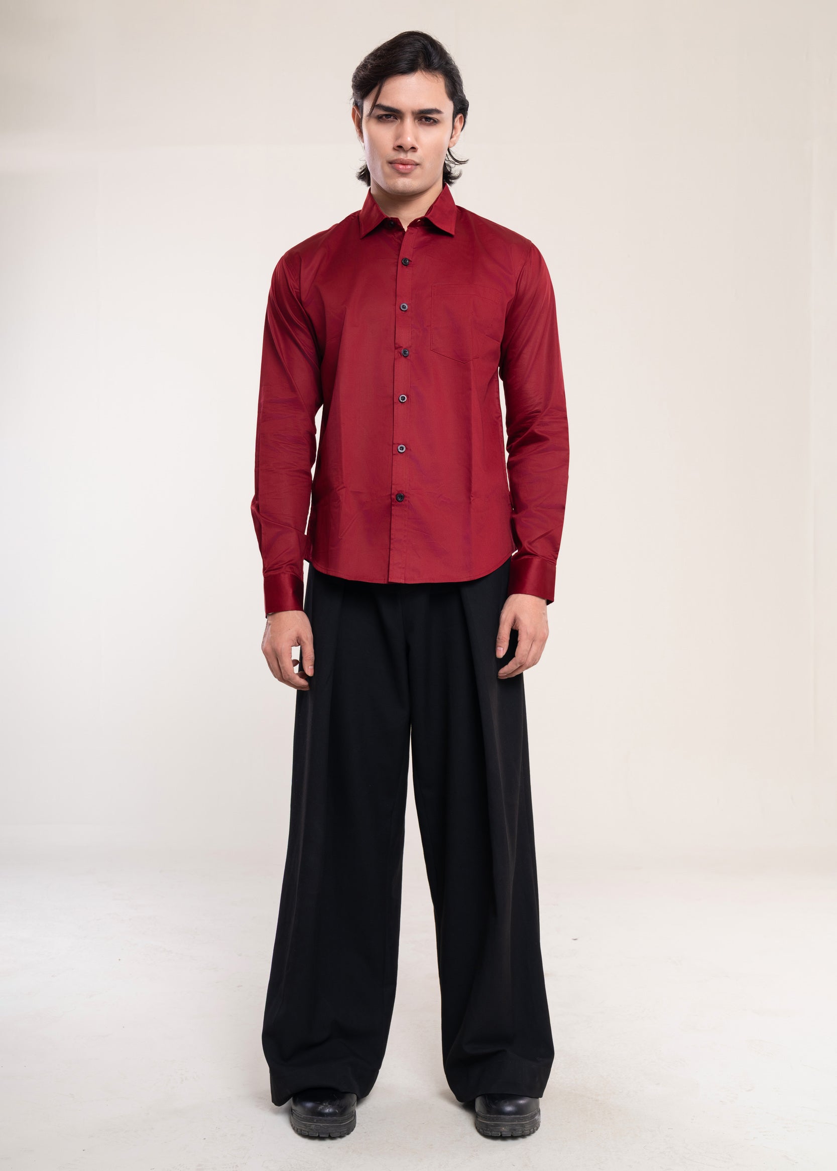 Mens Shirts Burgundy - Casual Shirt - Lucca Menswear Shirt Collection UK