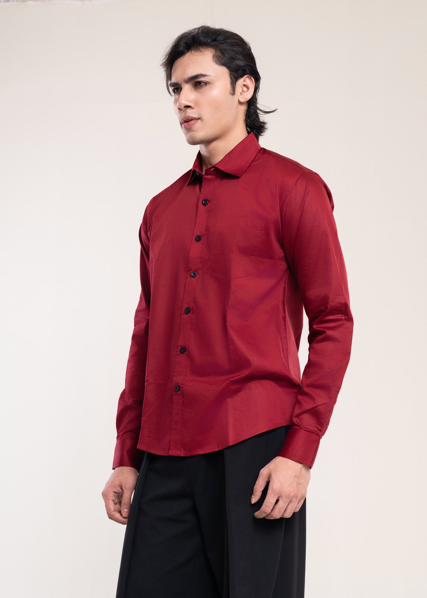 Mens Shirts Burgundy - Casual Shirt - Lucca Menswear Shirt Collection UK