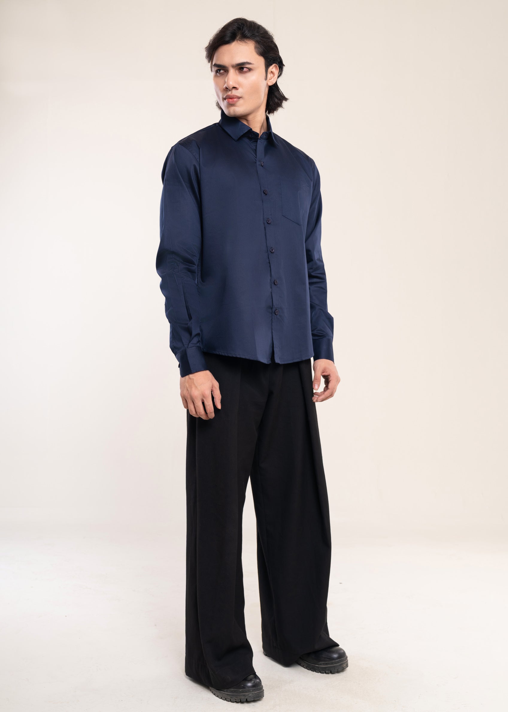 Mens Shirts Navy - Casual Shirt - Lucca Menswear Shirt Collection UK