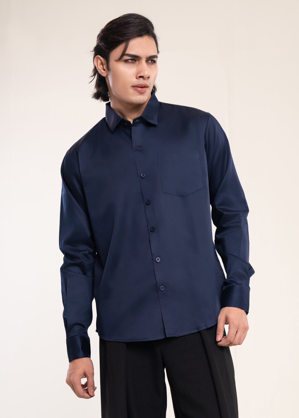 Mens Shirts Navy - Casual Shirt - Lucca Menswear Shirt Collection UK
