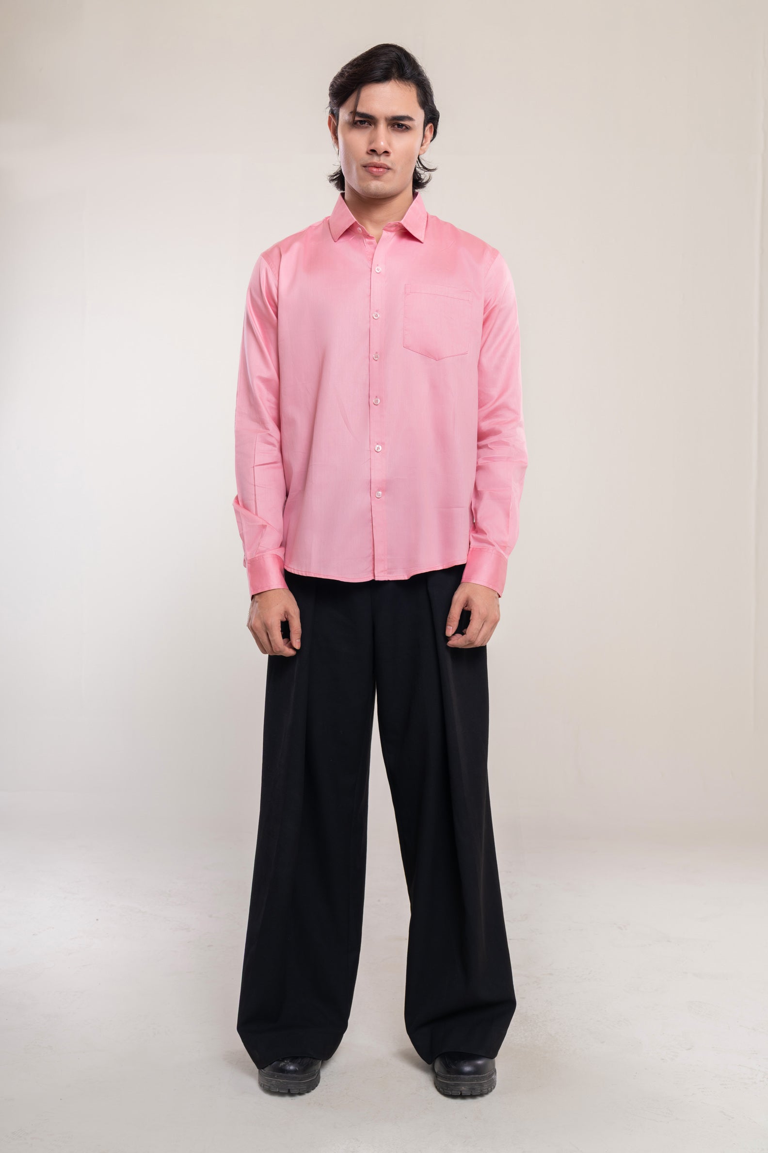 Men's Cotton Smart Casual Shirt In Pink Secondary image