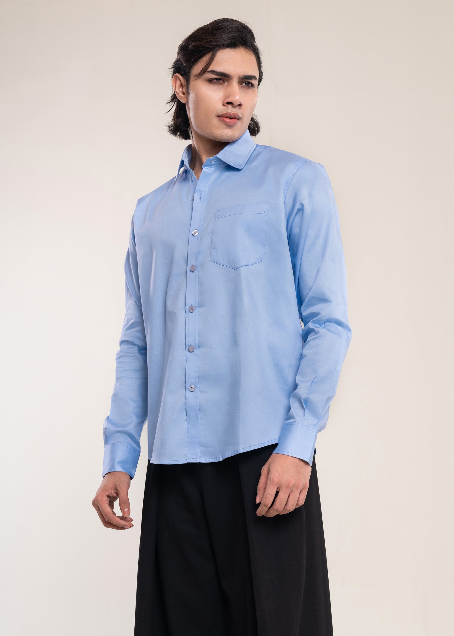 Men's Cotton Smart Casual Shirt In Sky Blue Secondary image