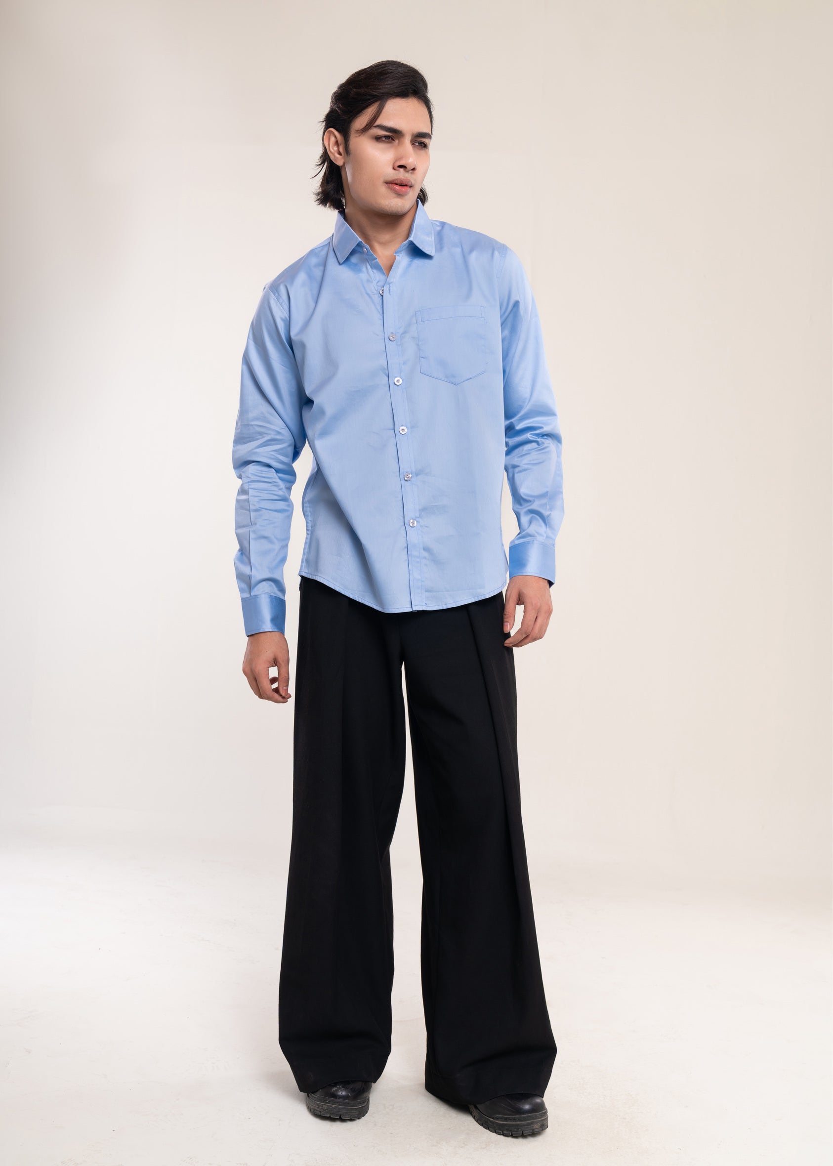 Mens Shirts Sky Blue - Casual Shirt - Lucca Menswear Shirt Collection UK