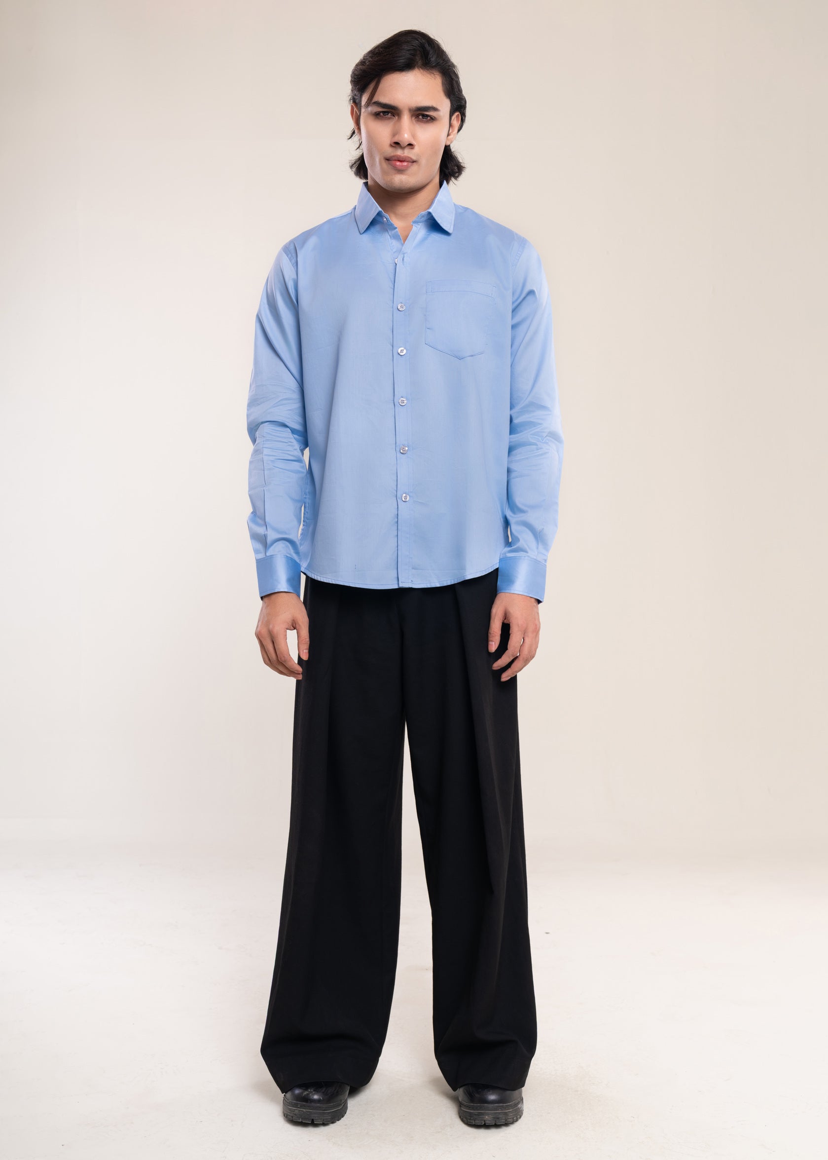 Mens Shirts Sky Blue - Casual Shirt - Lucca Menswear Shirt Collection UK