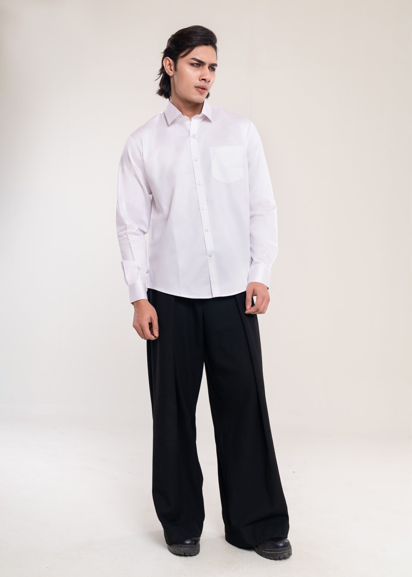 Mens Shirts White - Casual Shirt - Lucca Menswear Shirt Collection UK