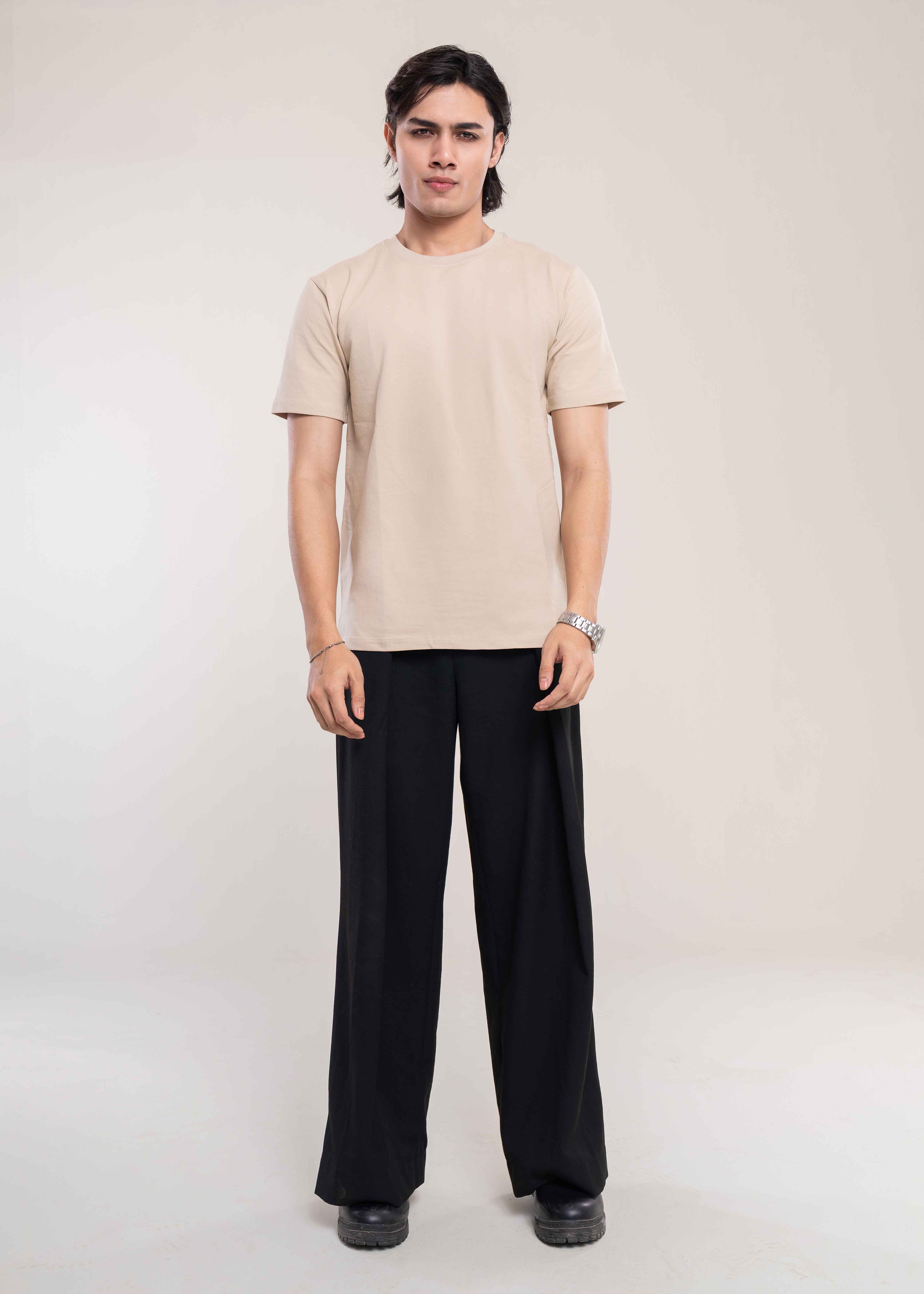 Mens T Shirts Stone - Lucca Menswear T Shirts UK