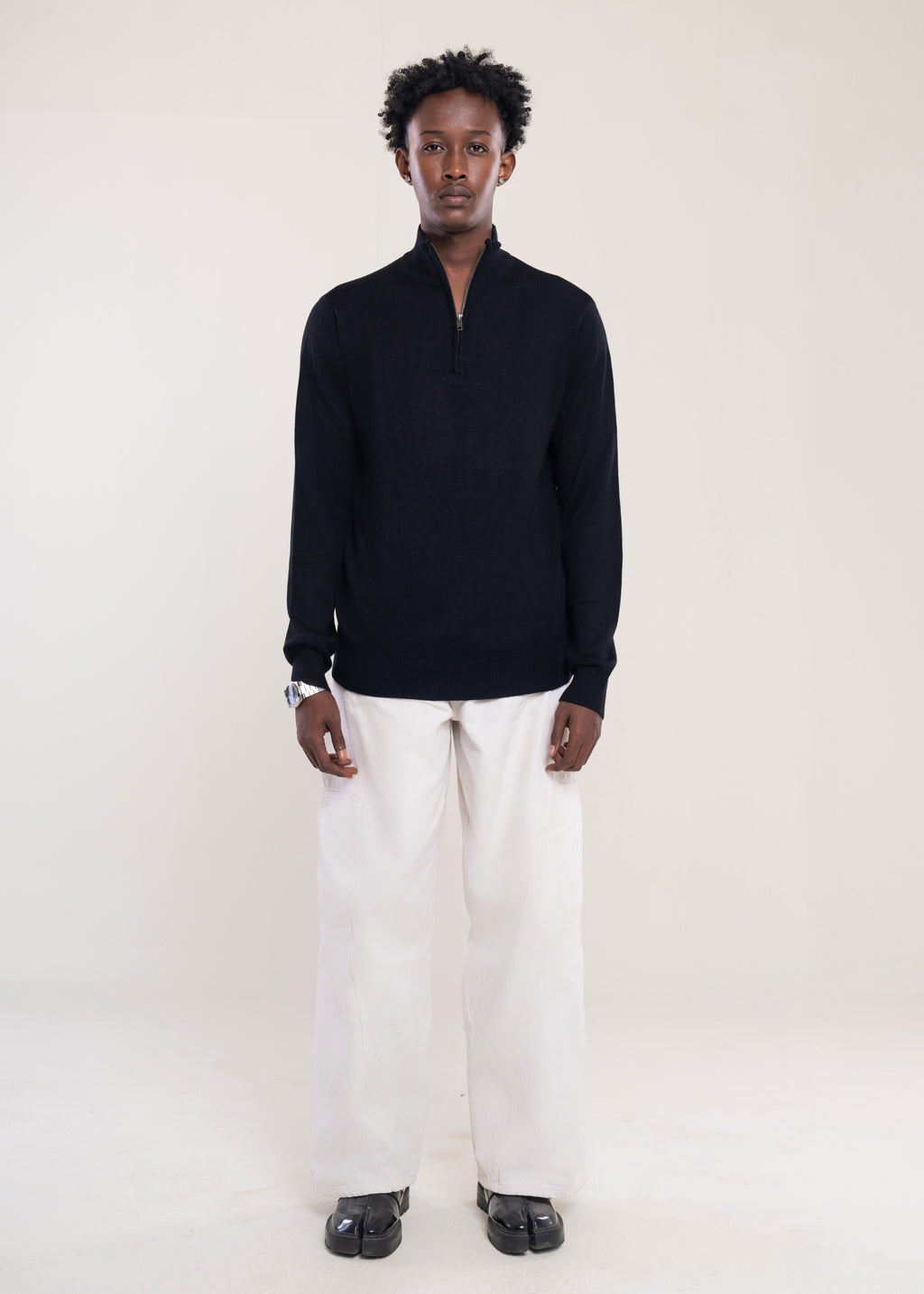 Mens Zip Neck Jumper Black - Lucca Mens Collection