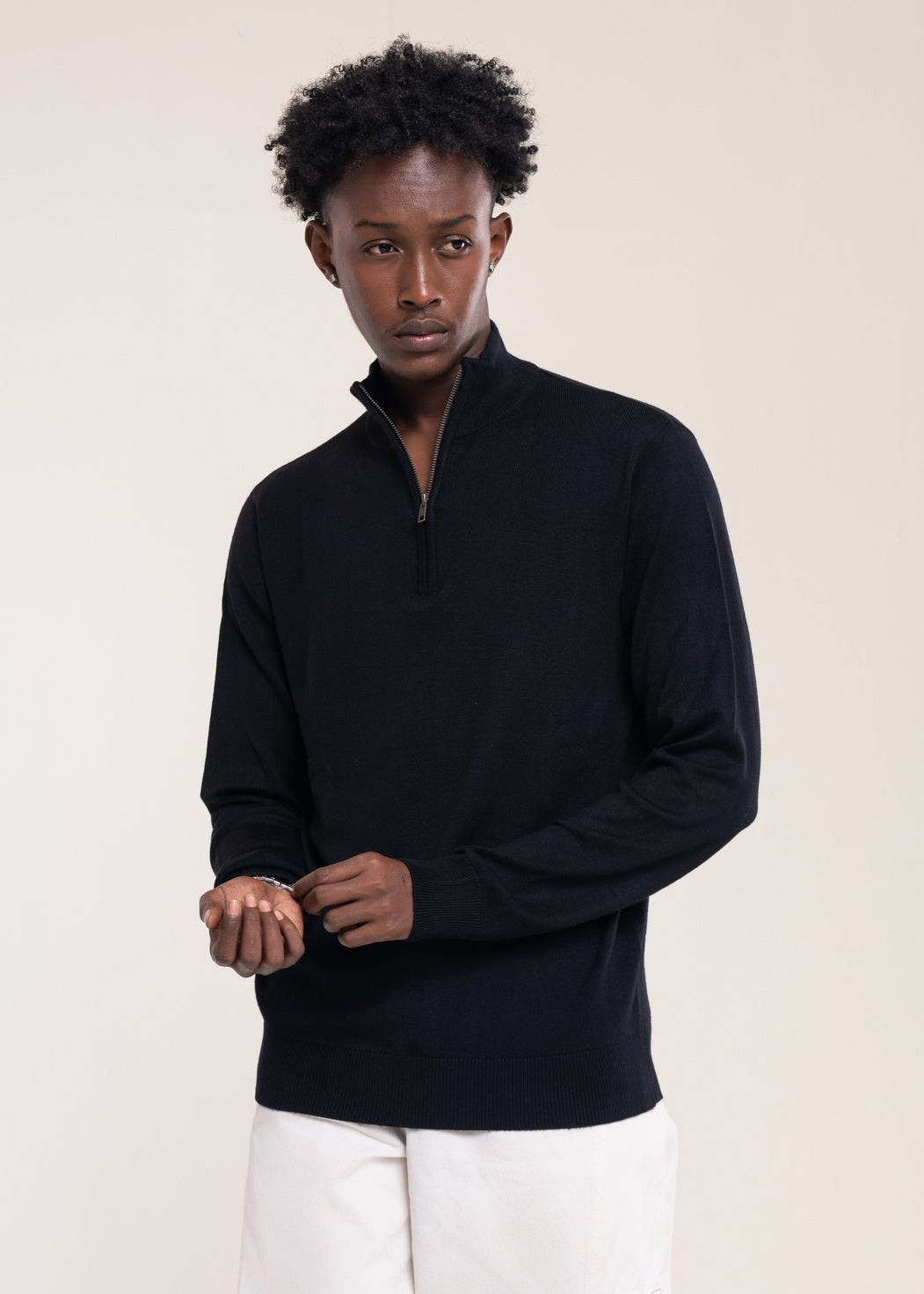 Mens Zip Neck Jumper Black Lucca Mens Clothing UK Main image