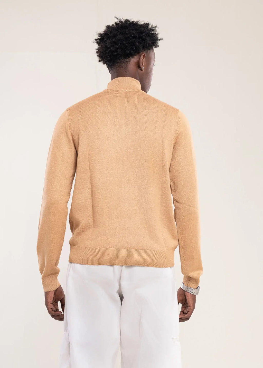 Mens Zip Neck Jumper Bronze - Half Zip And Quarter Zip Jumper - Lucca Menswear UK