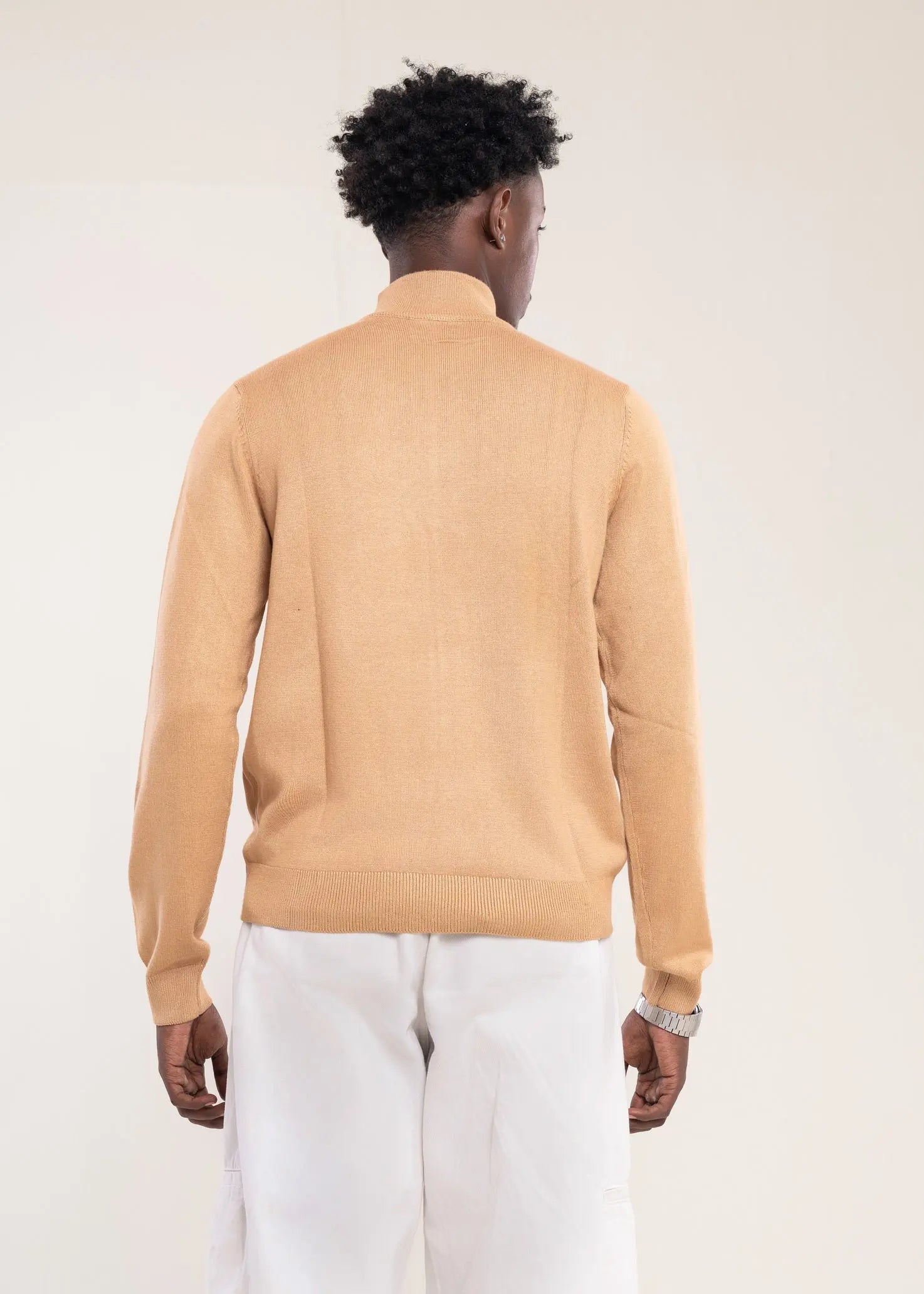 Mens Zip Neck Jumper Bronze - Half Zip And Quarter Zip Jumper - Lucca Menswear UK