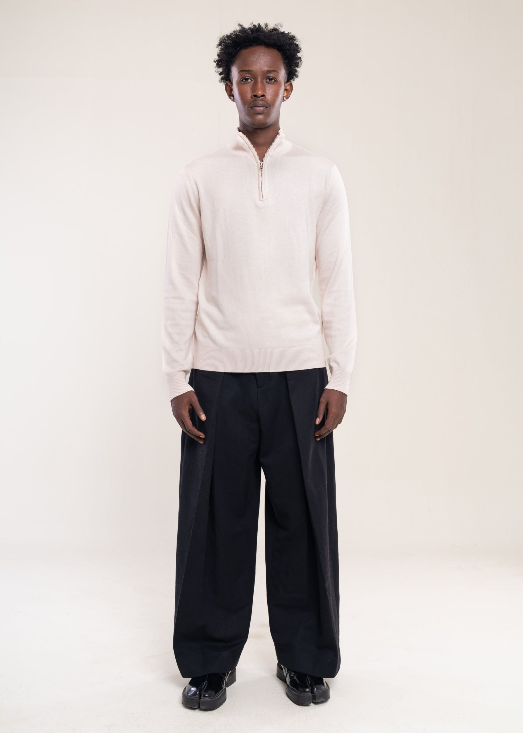 Mens Zip Neck Jumper Collection Cream