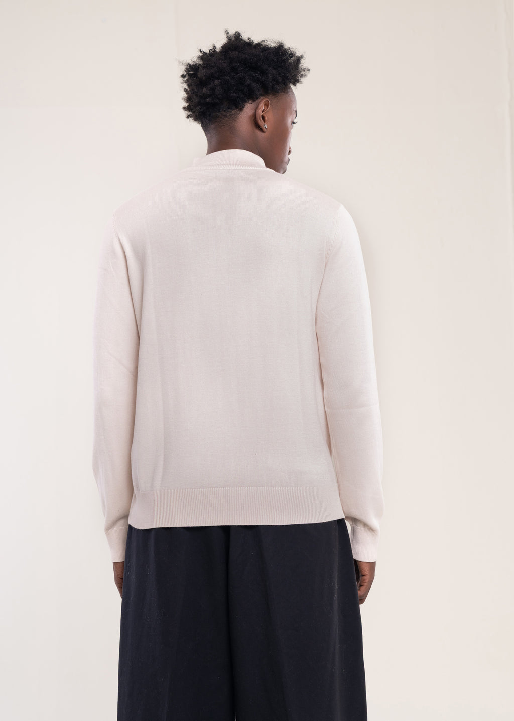 Mens Zip Neck Jumper Cream Lucca Neck ZipJumper Collection UK