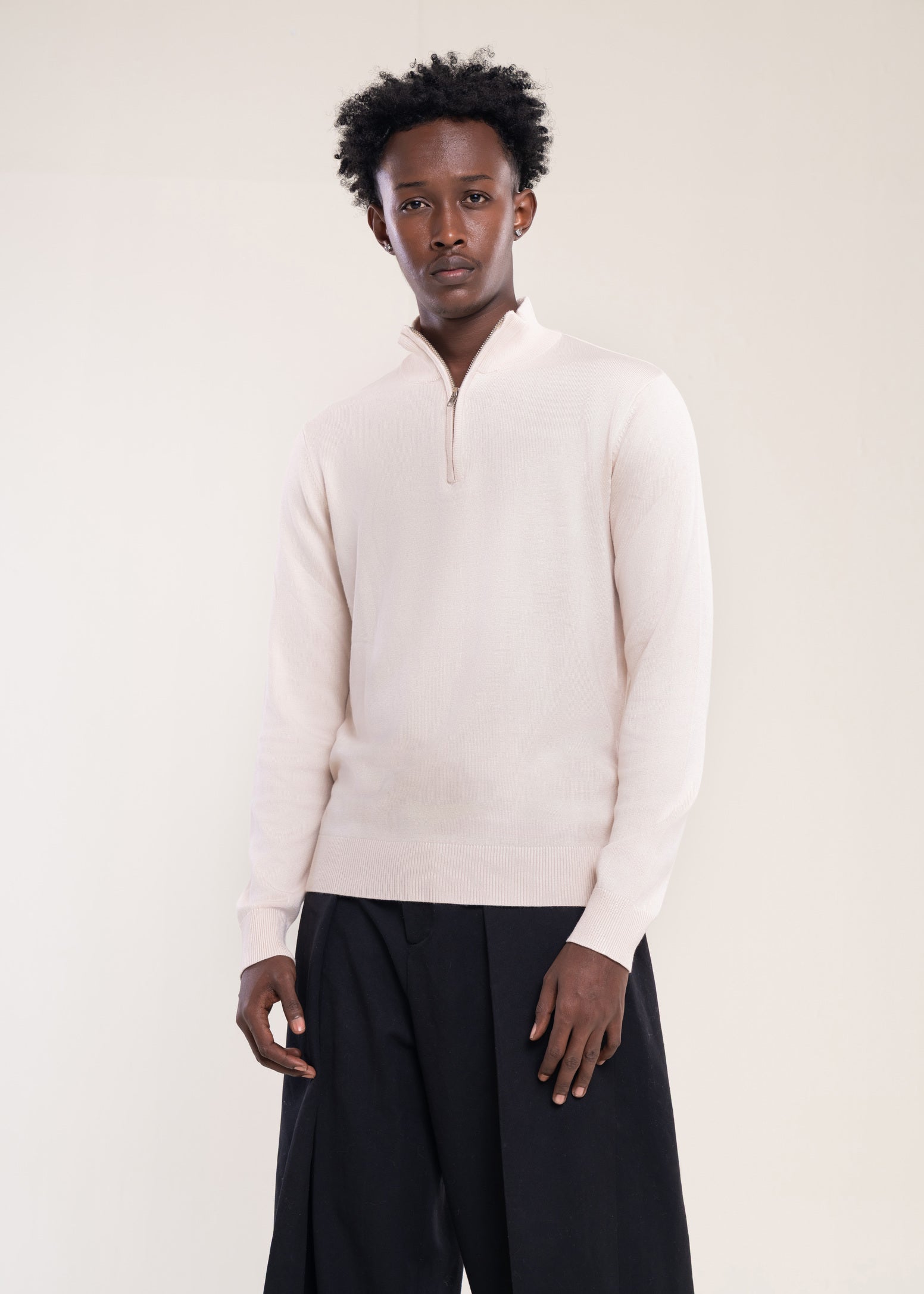 Mens Zip Neck Jumper Cream Lucca Half Zip Jumper Collection UK Main image