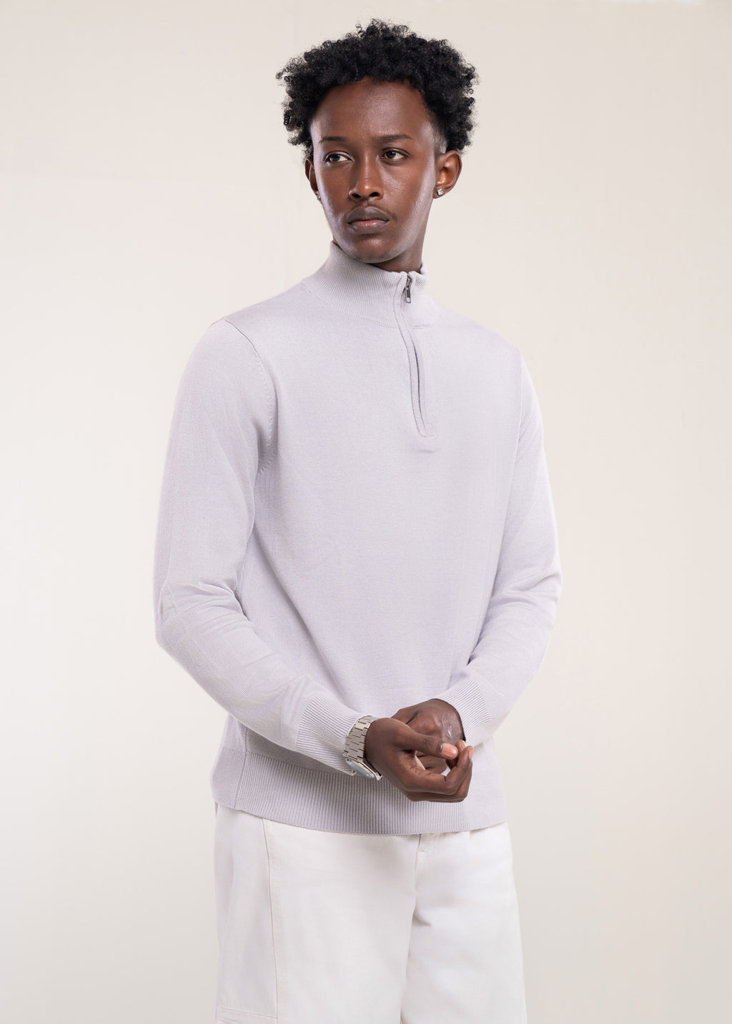 Mens Zip Neck Jumper Grey - Half Zip Jumper And Quarter Zip Jumper - Lucca Menswear UK